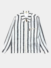 Striped Linen Shirt With Zipper Pocket -  | dBlank