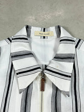 Striped Linen Shirt With Zipper Pocket -  | dBlank