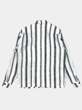 Striped Linen Shirt With Zipper Pocket -  | dBlank