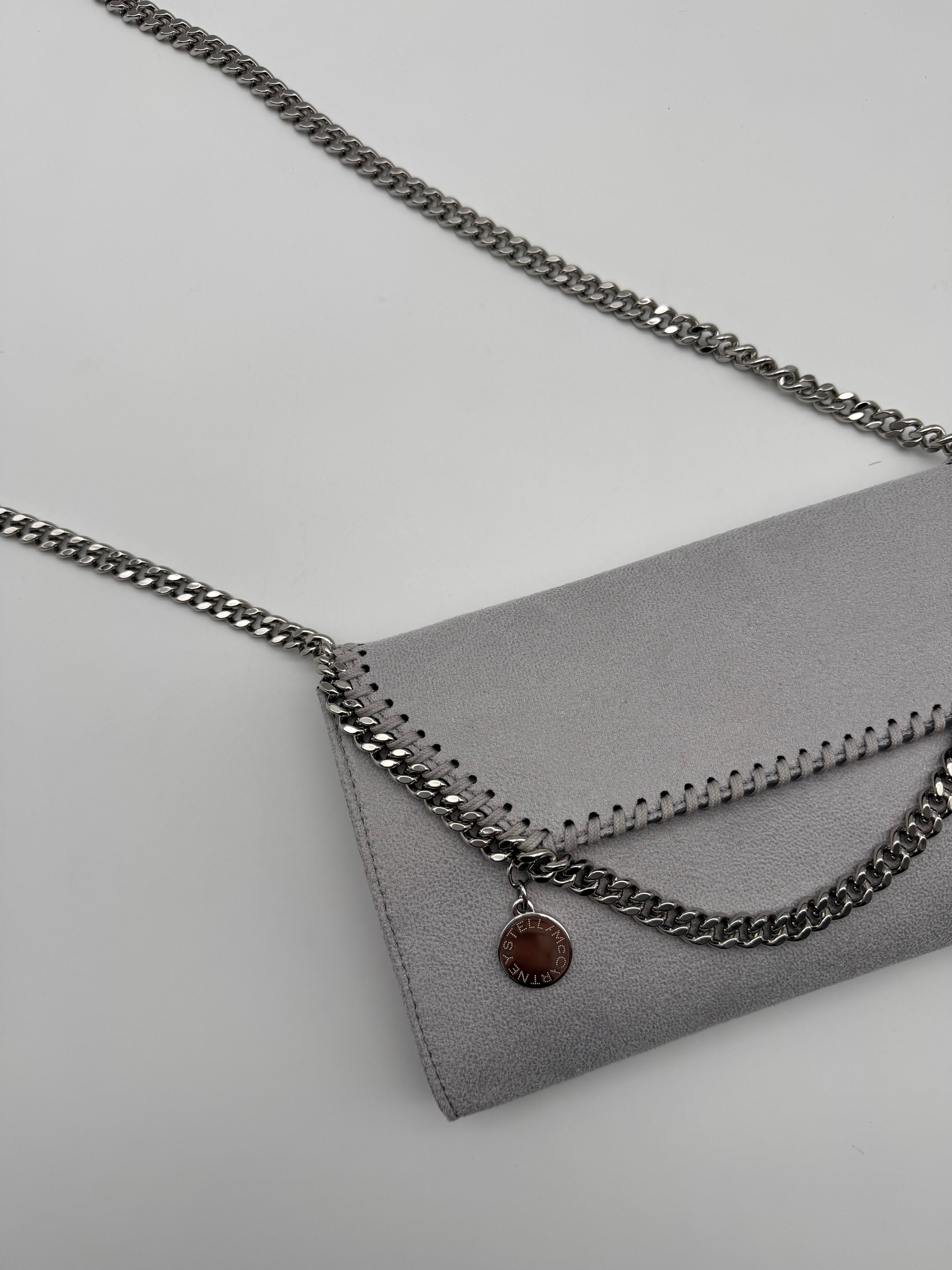 Borsa Grigia Falabella Con Catena E Tracolla