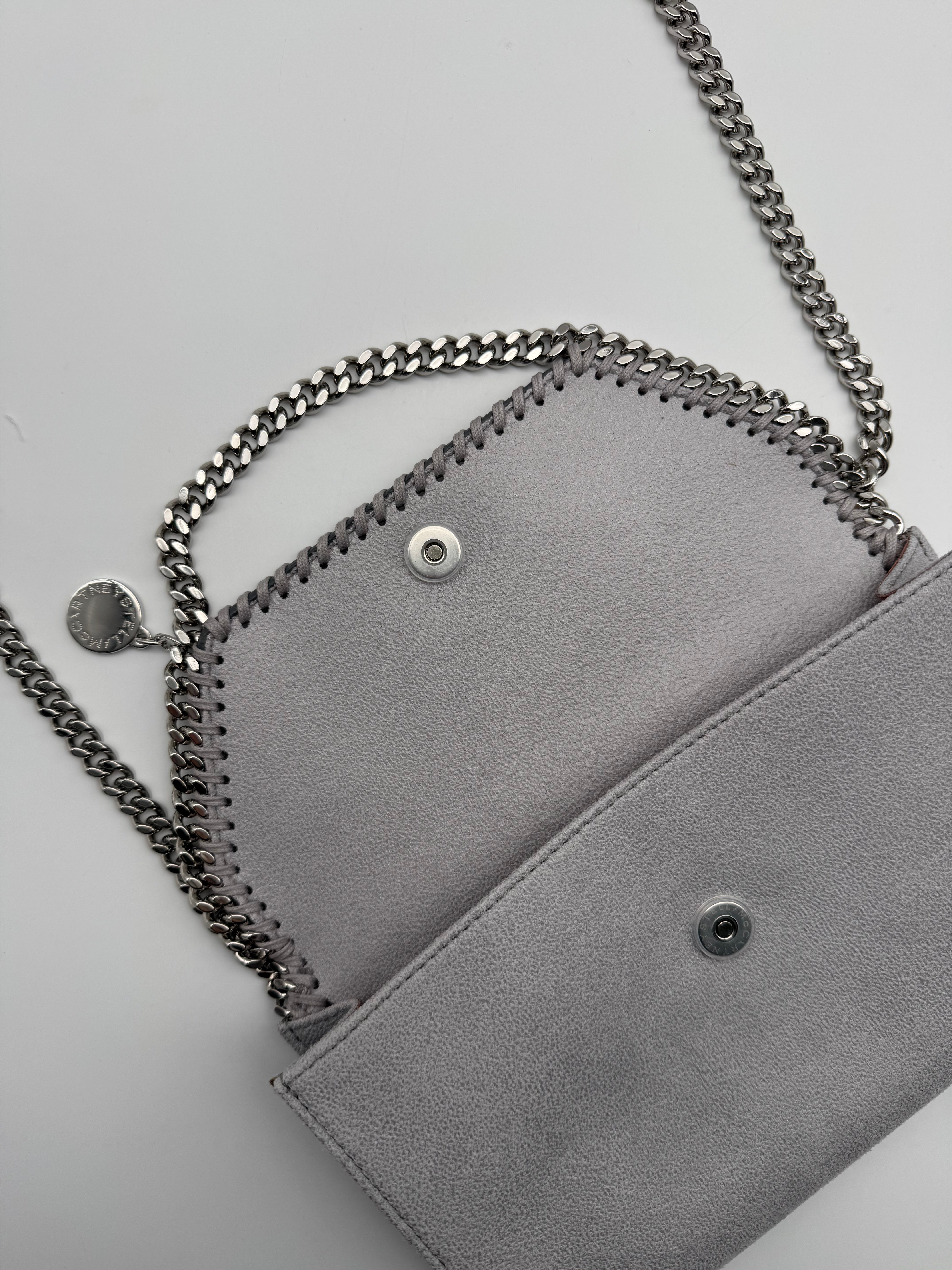 Borsa Grigia Falabella Con Catena E Tracolla