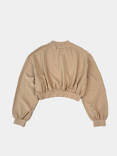 Cropped Crewneck Sweatshirt With Puff Sleeves -  | dBlank