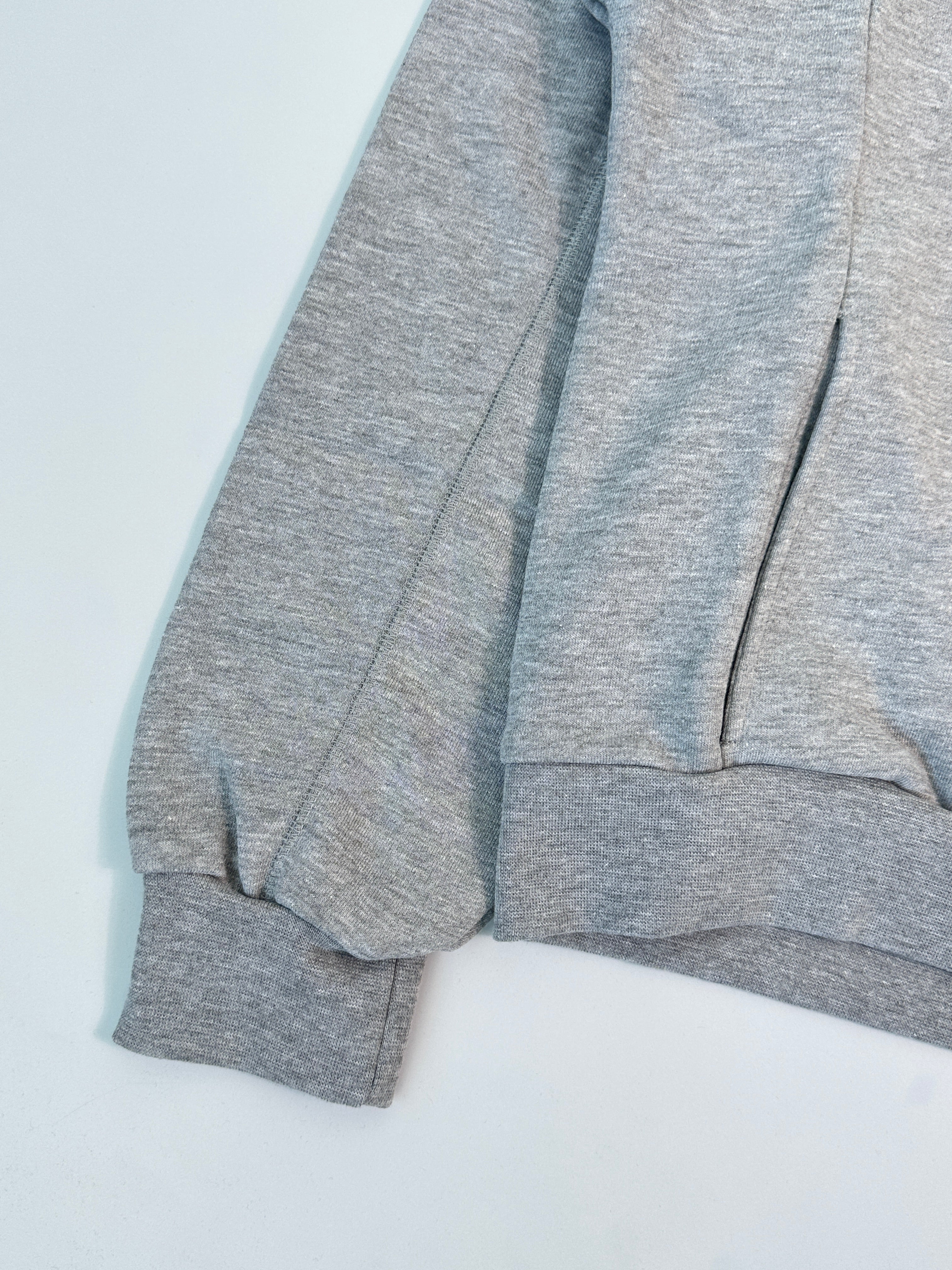 Grey Melange Raglan Hoodie With Printed Logo