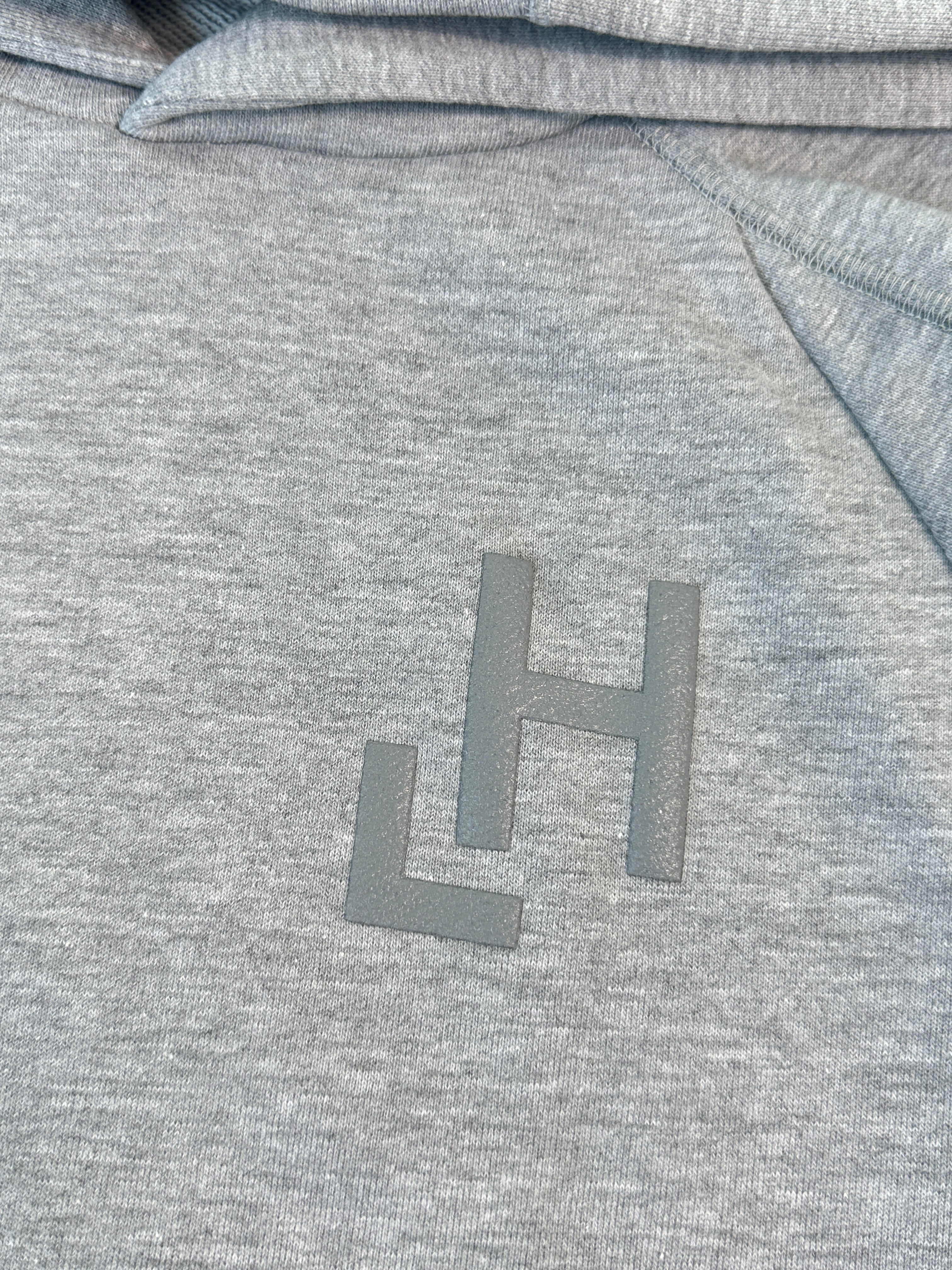 Grey Melange Raglan Hoodie With Printed Logo