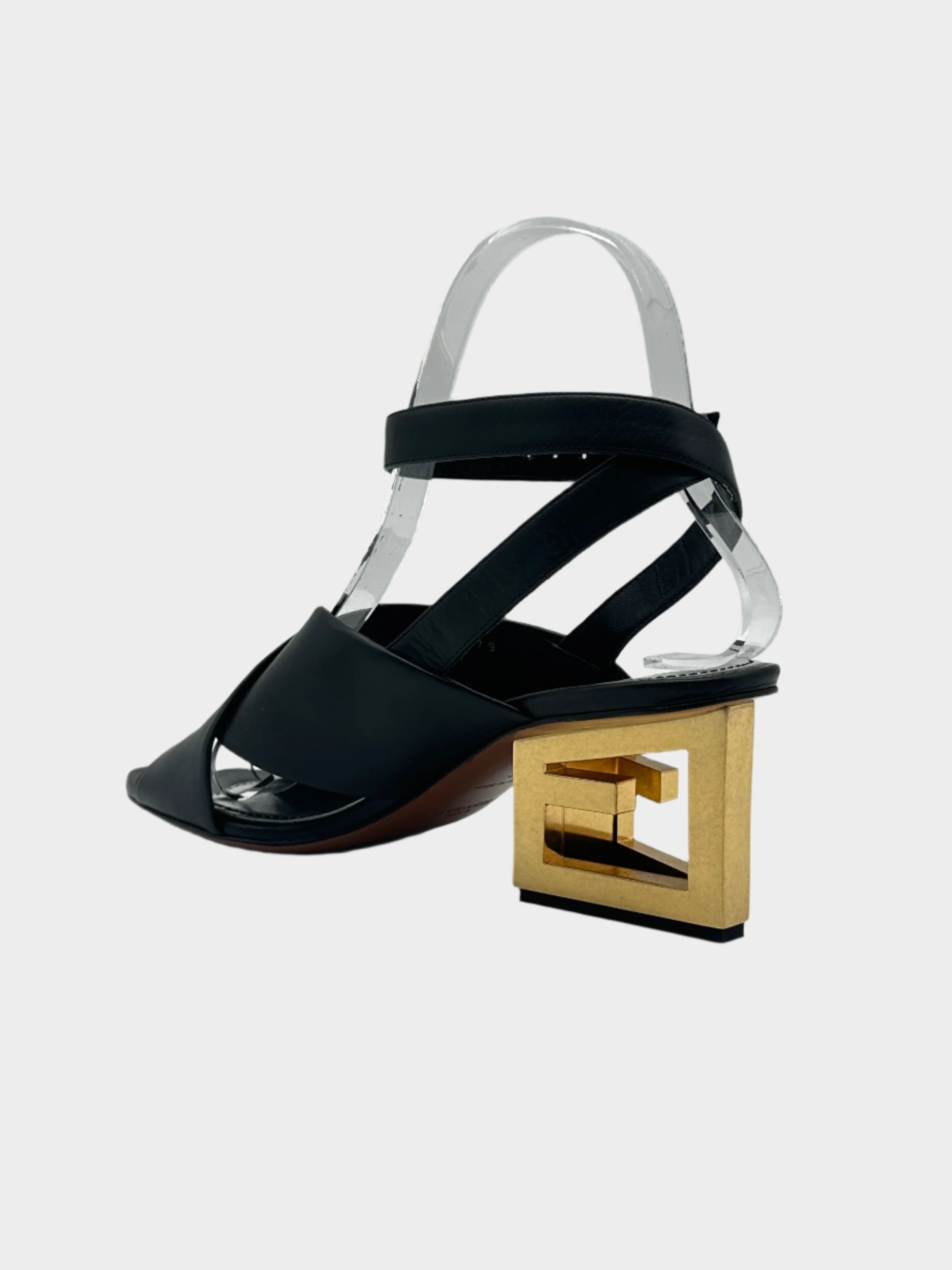 Black Sandal With Gold Sculpture Heel