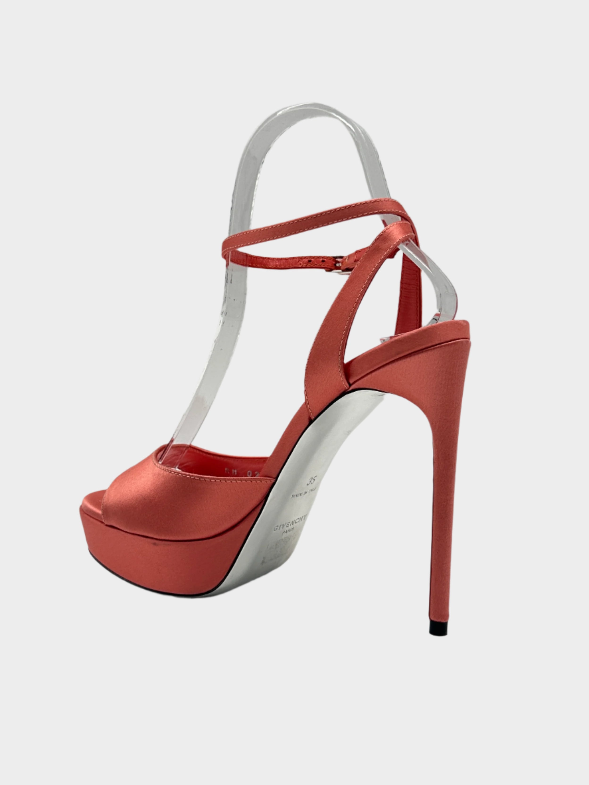 Coral Satin Platform Sandals