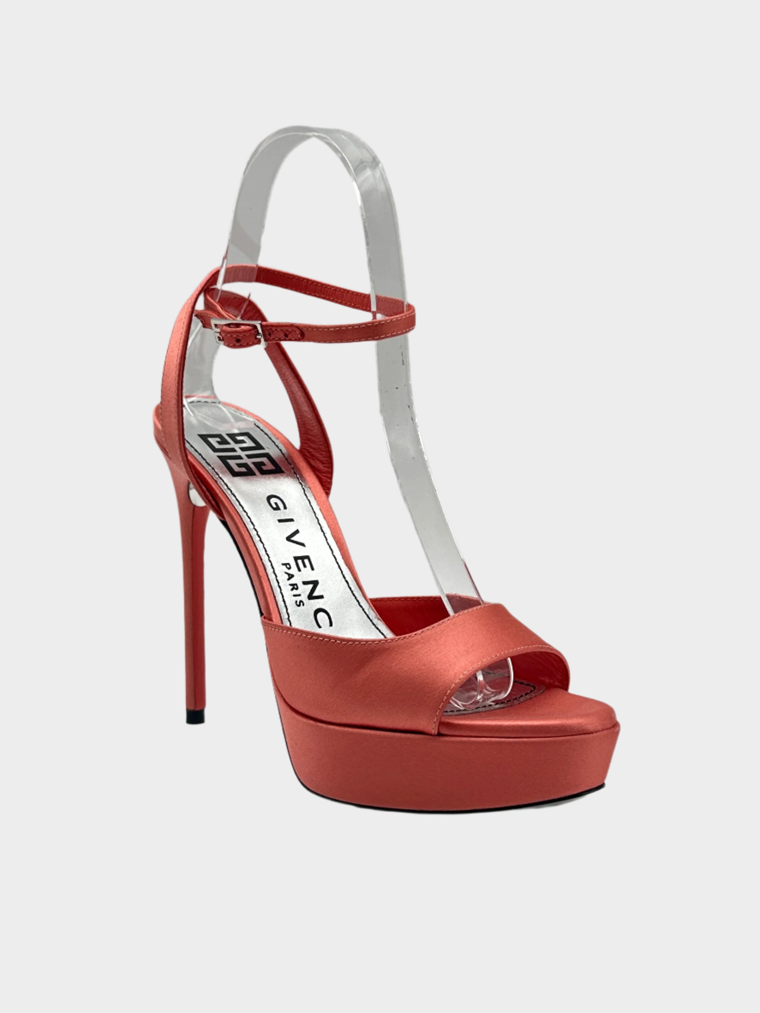 Coral Satin Platform Sandals