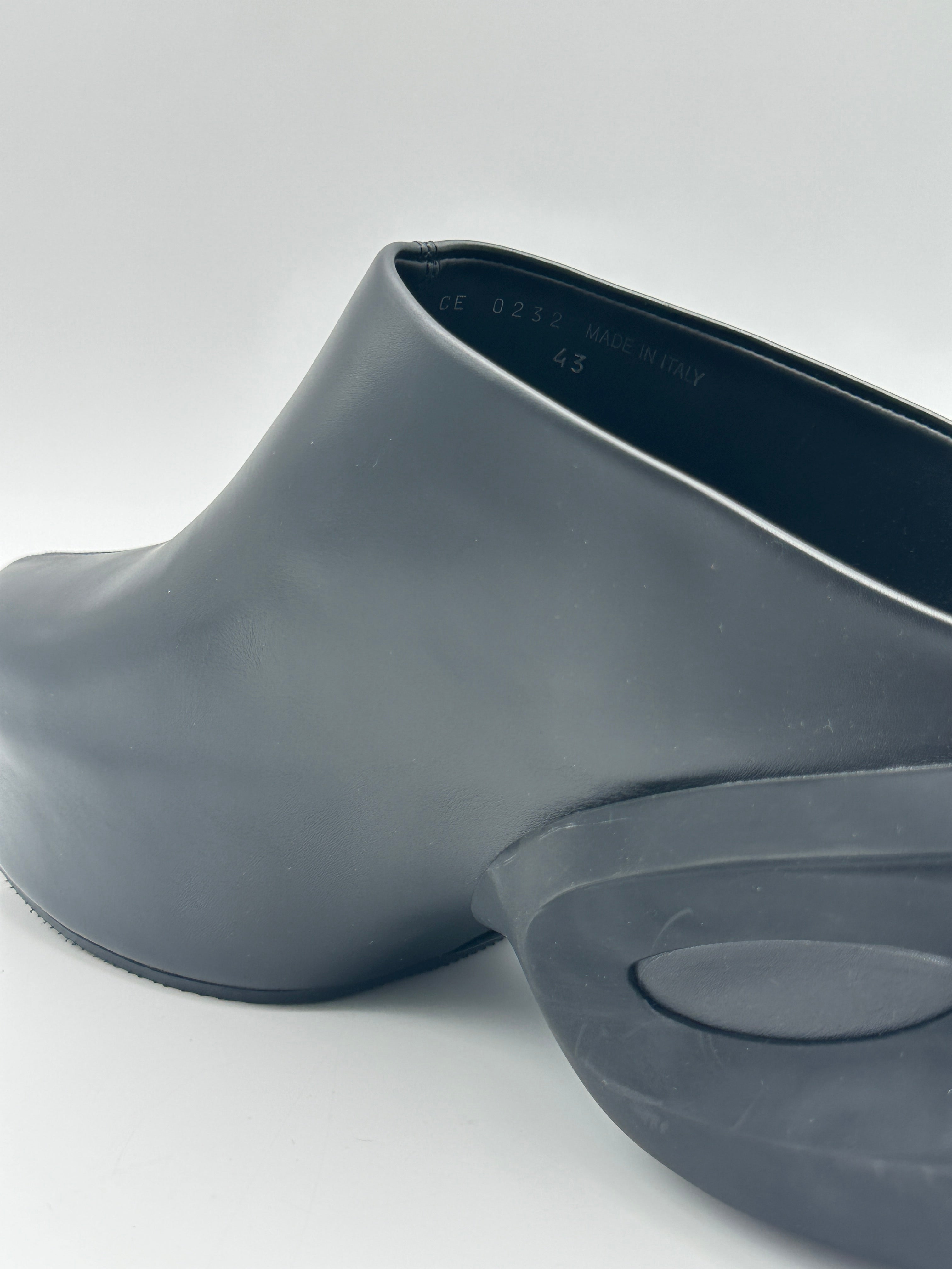 Black Sabot With Sculptural Rubber Sole