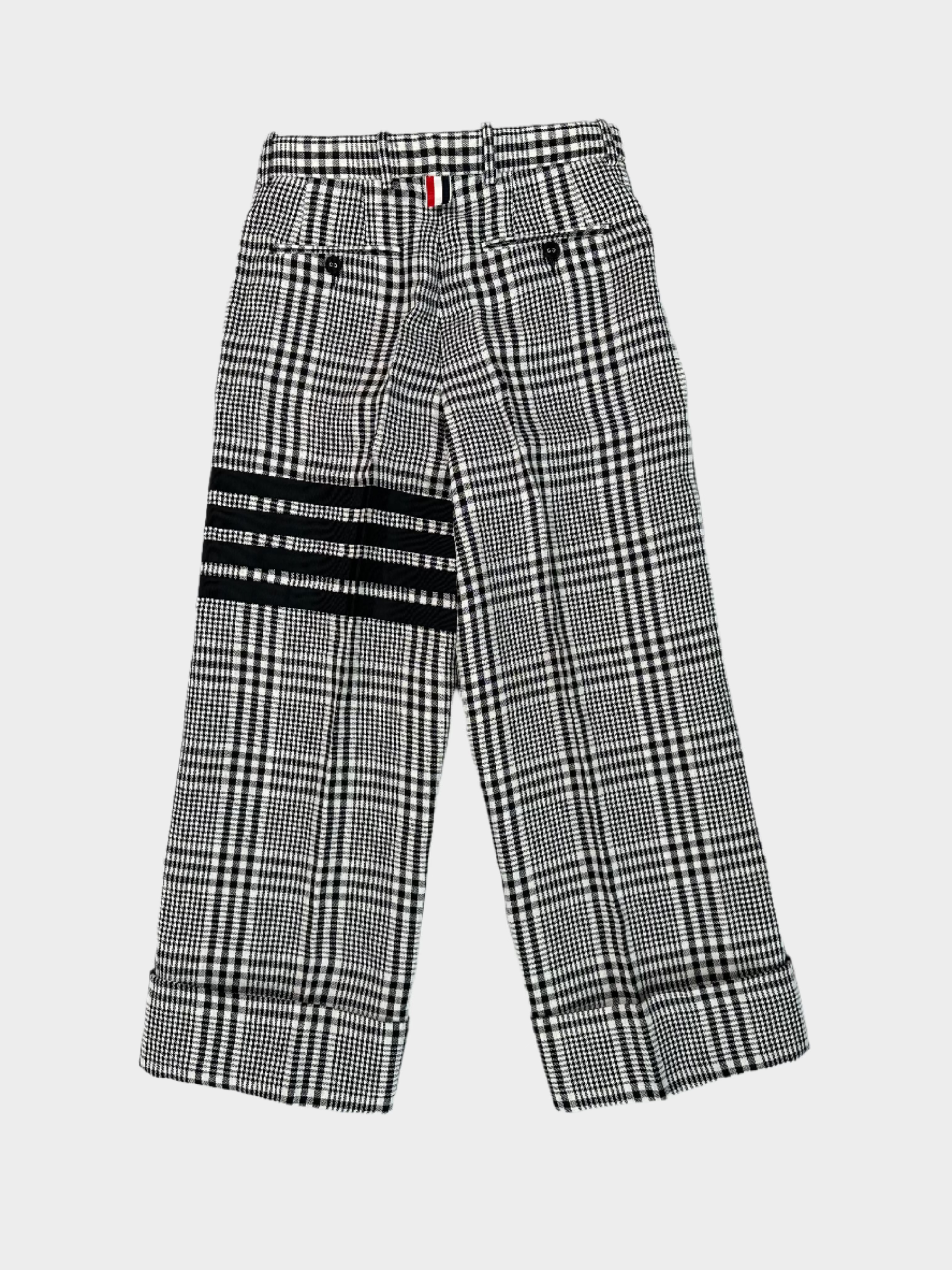 Thom Browne Men's White Trousers with Iconic Stripes