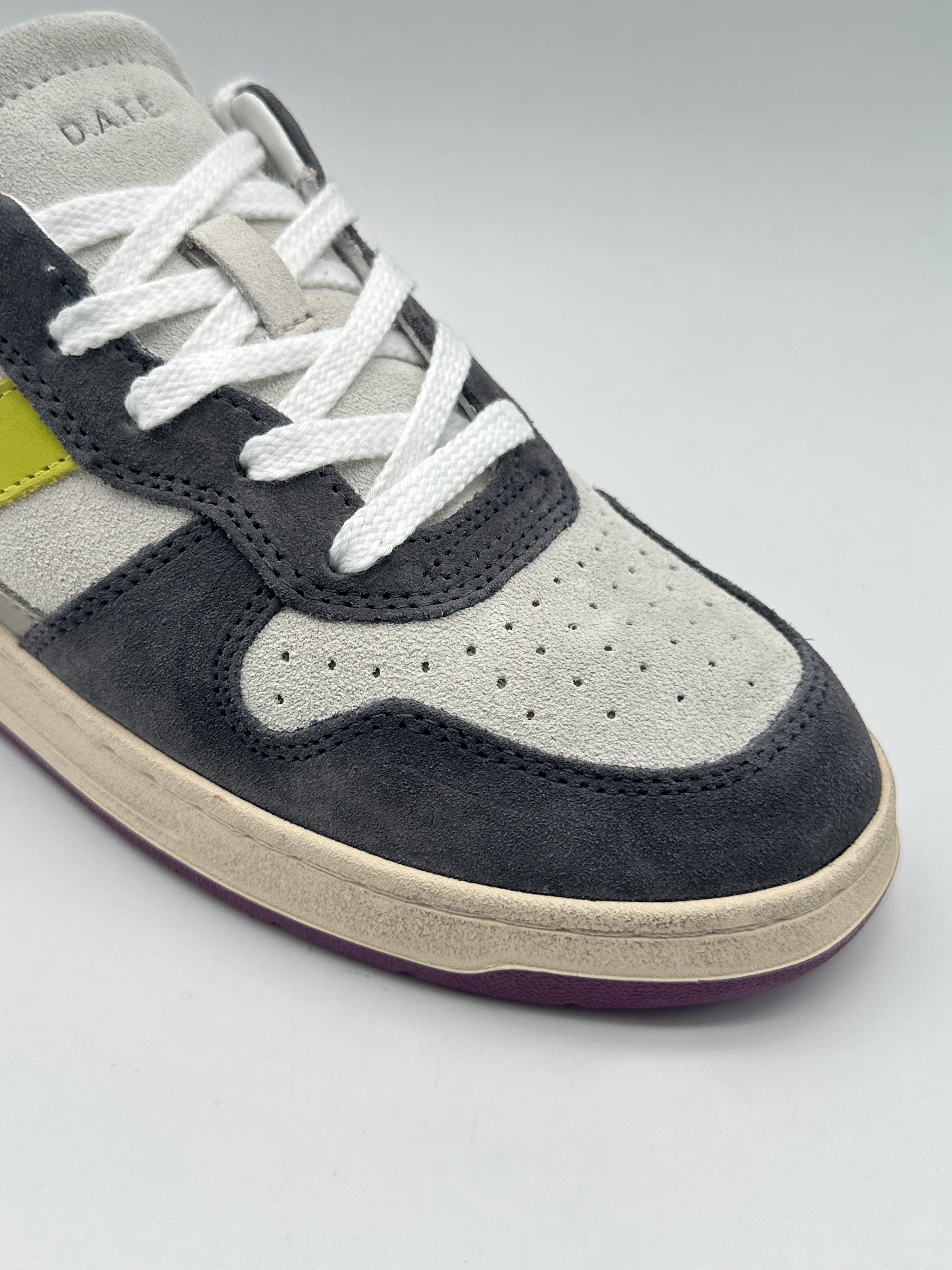 Sneakers Court 2.0 Vintage Calf White-Purple In Pelle E Suede