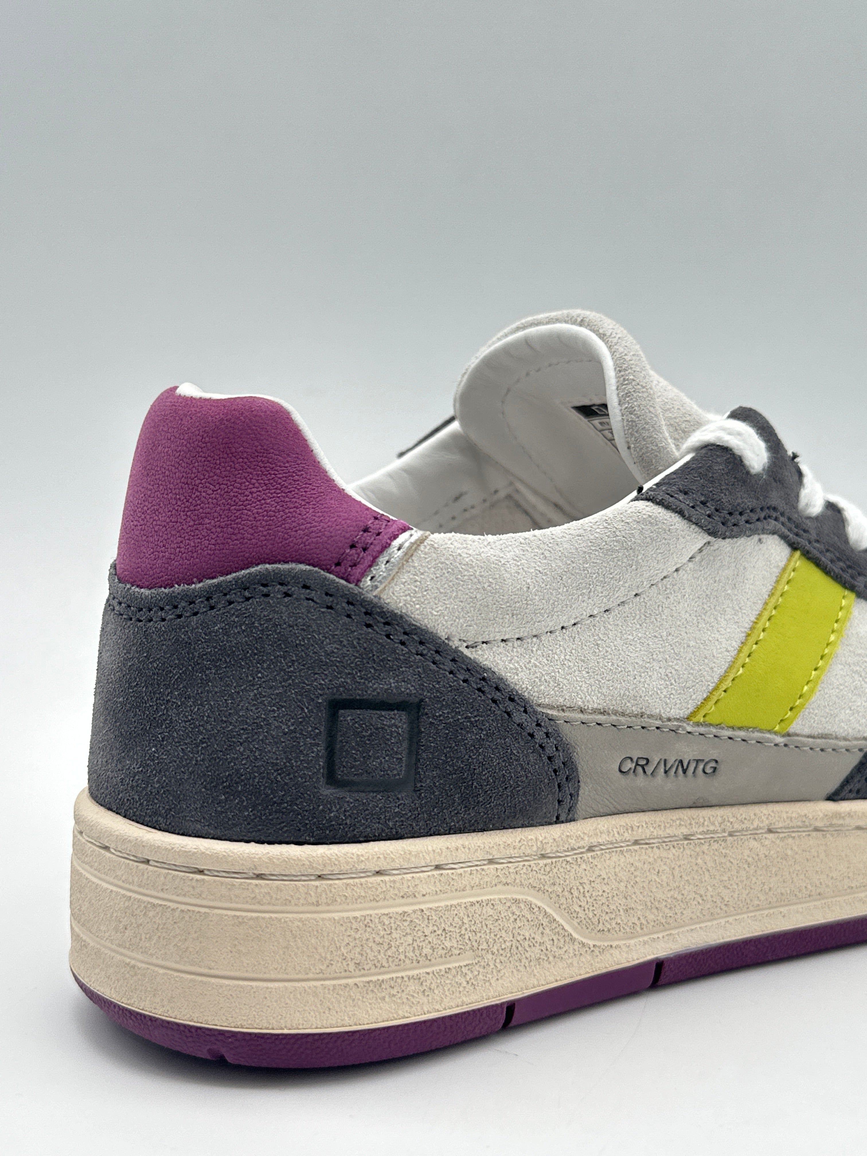 Sneakers Court 2.0 Vintage Calf White-Purple In Pelle E Suede
