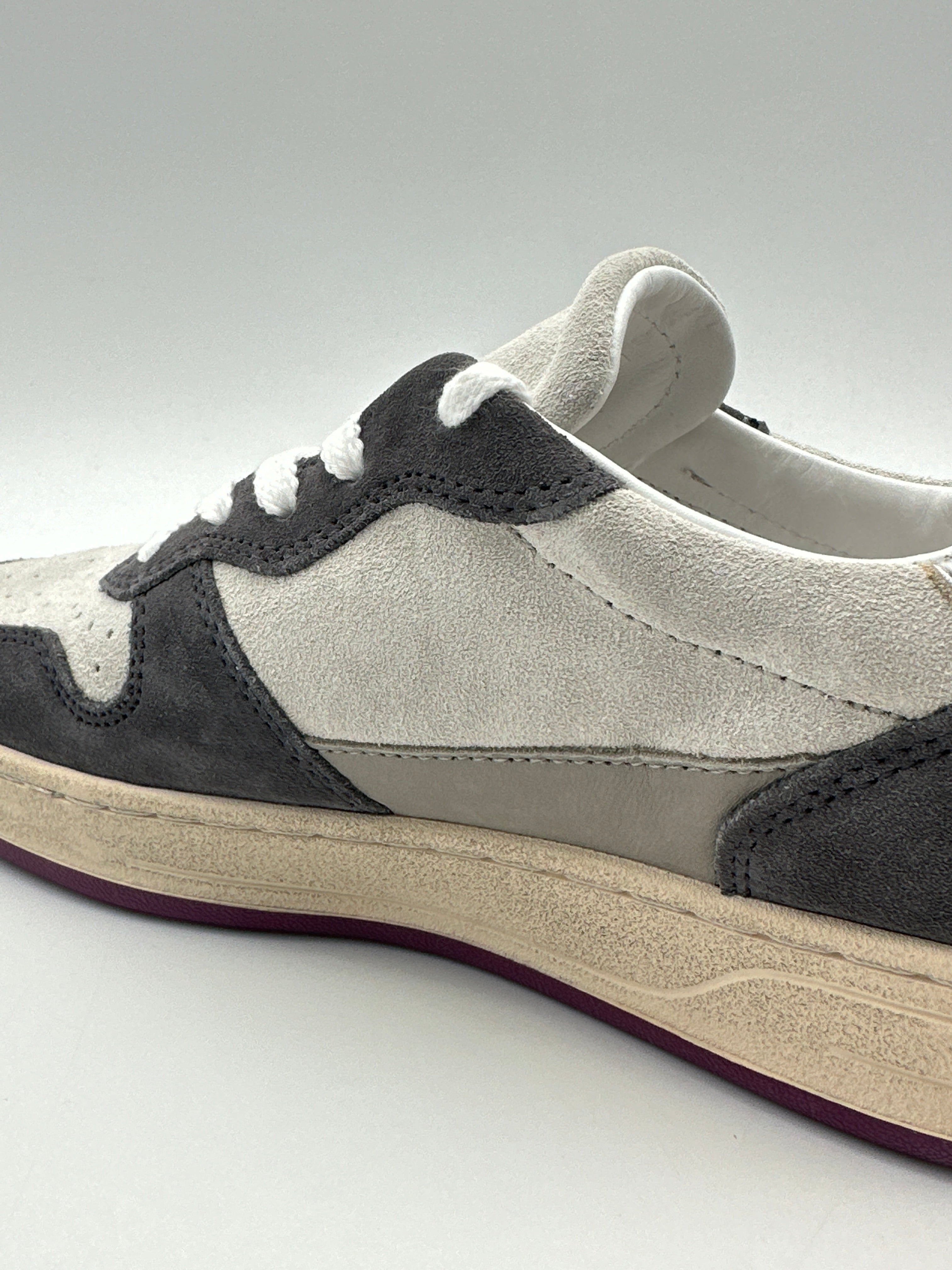 Sneakers Court 2.0 Vintage Calf White-Purple In Pelle E Suede