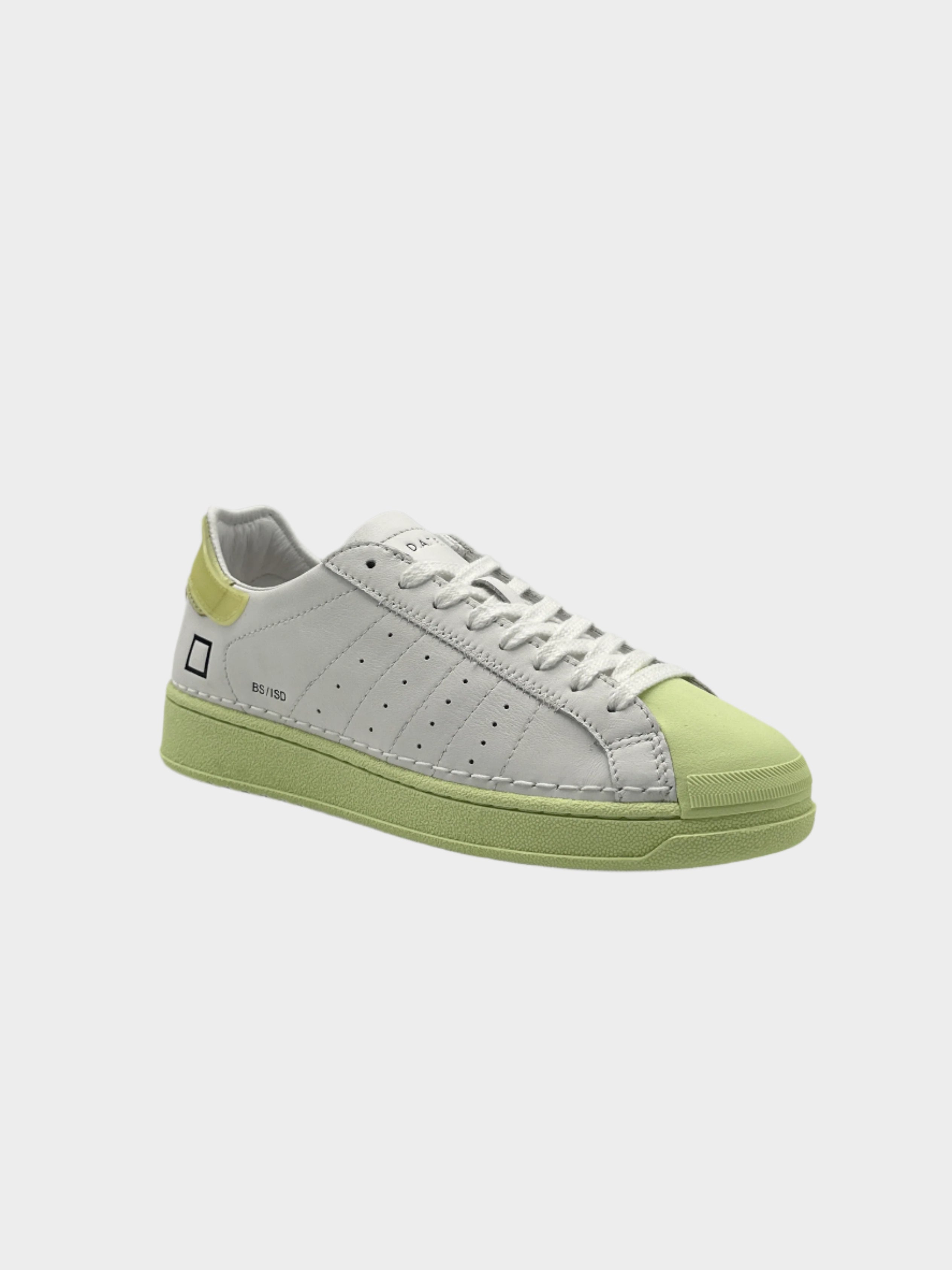 Base Island White-Mint Leather Sneakers With Green Sole