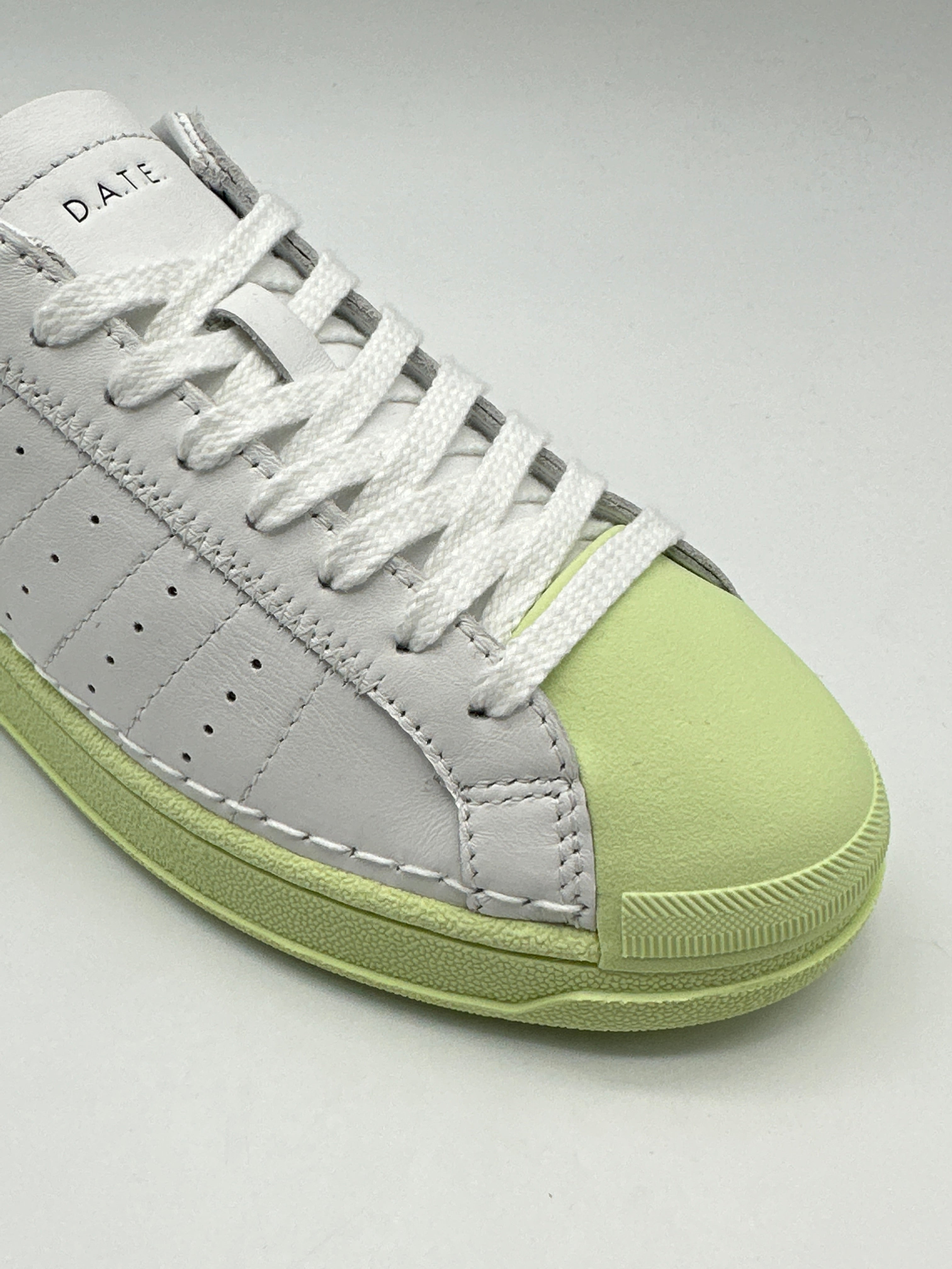 Base Island White-Mint Leather Sneakers With Green Sole