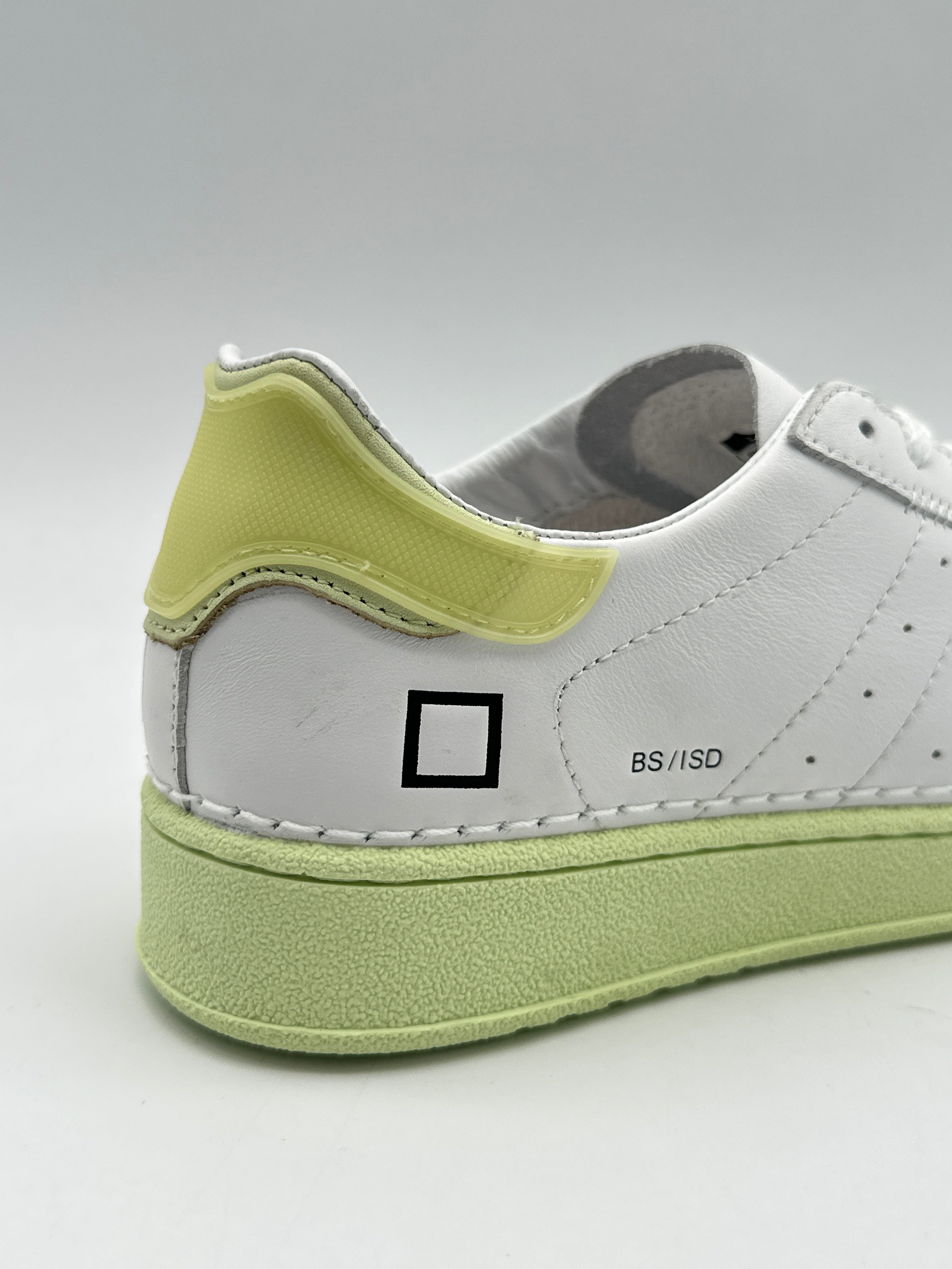 Base Island White-Mint Leather Sneakers With Green Sole