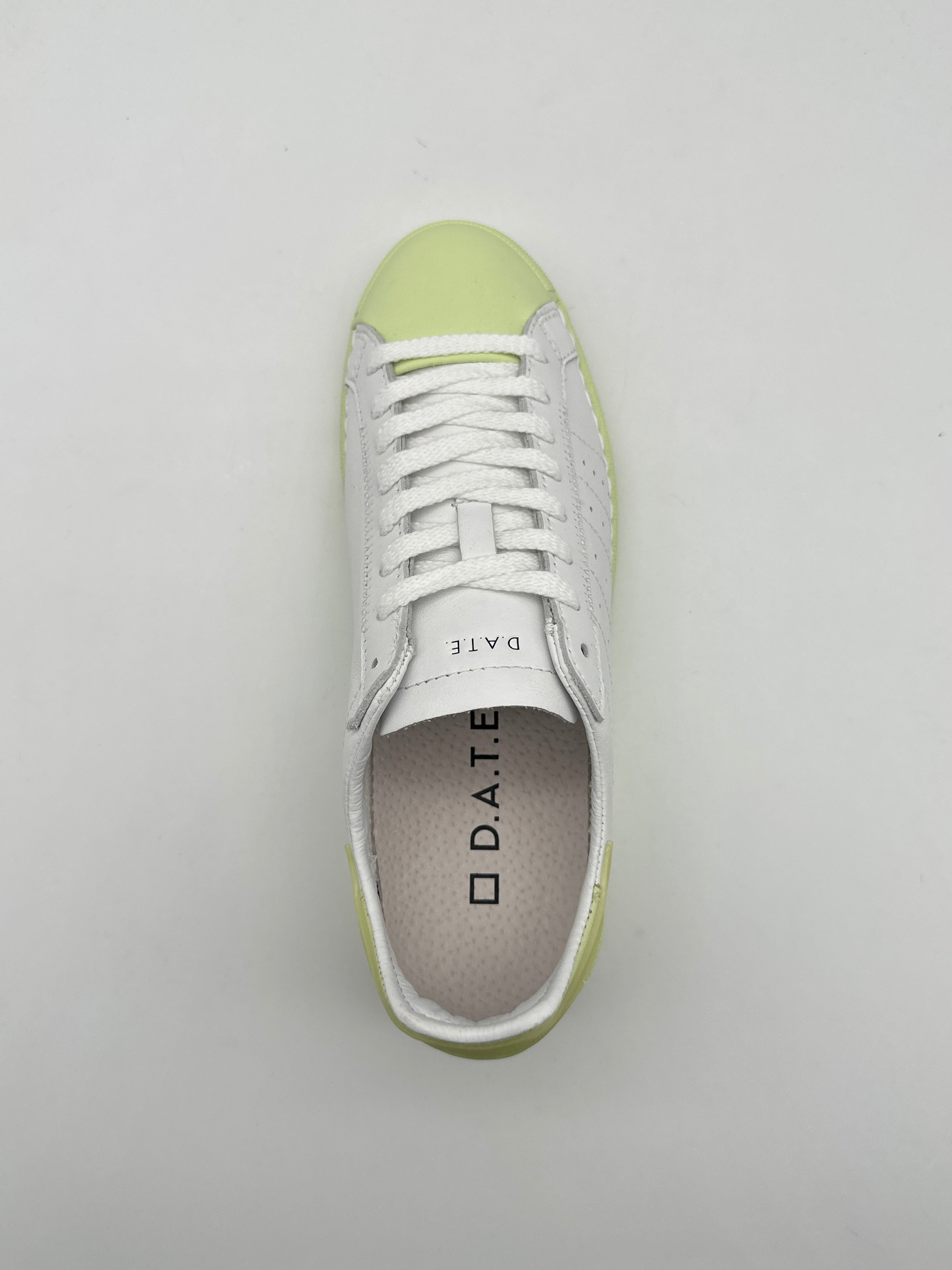Base Island White-Mint Leather Sneakers With Green Sole