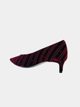 Red Velvet Pumps With Allover Logo And Low Heel -  | dBlank