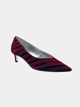 Red Velvet Pumps With Allover Logo And Low Heel -  | dBlank
