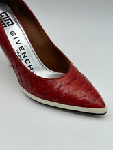Red Python Effect Leather Pumps With White Geometric Heel -  | dBlank