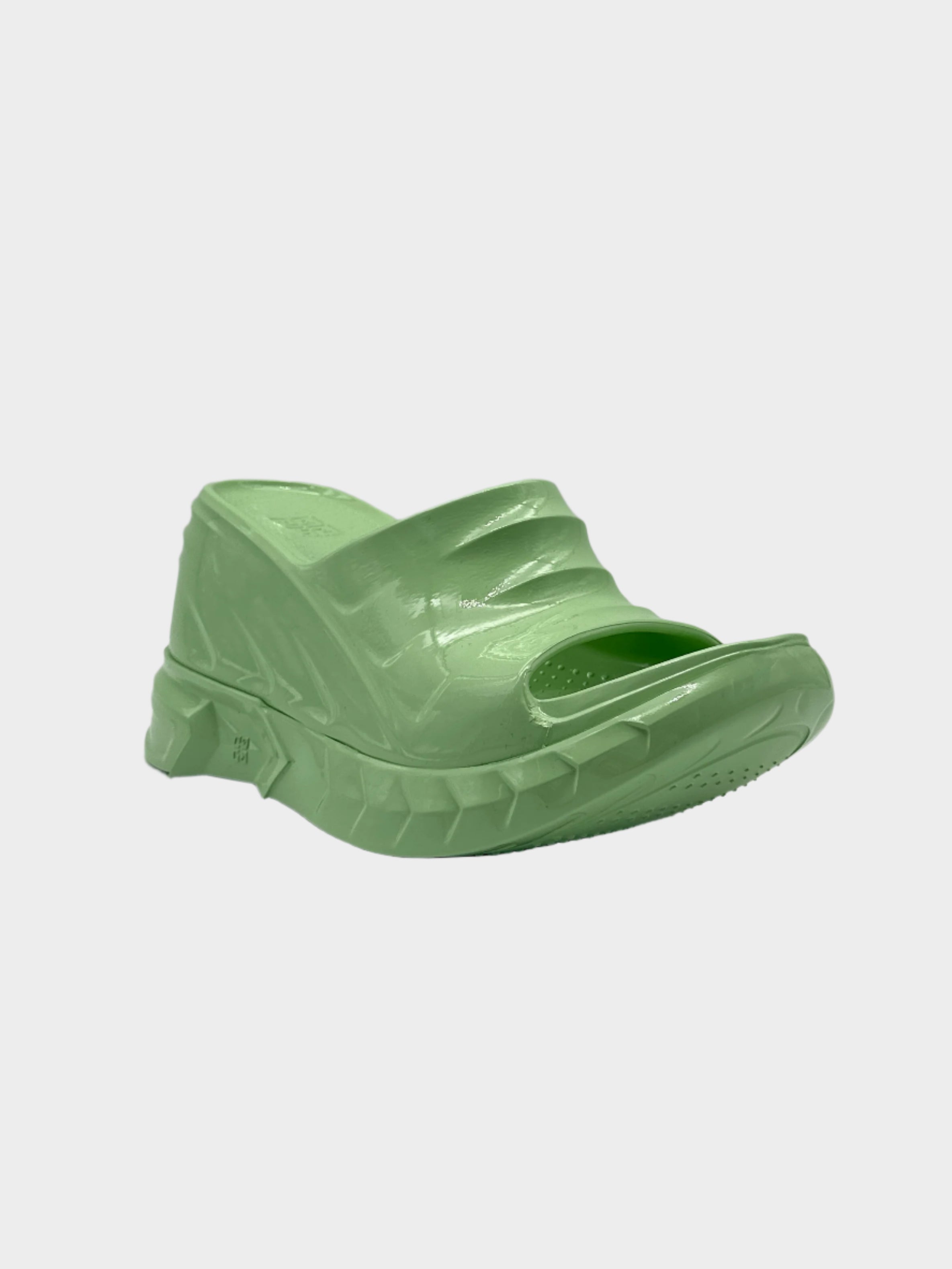Marshmallow Pistachio Green Wedge Sandals