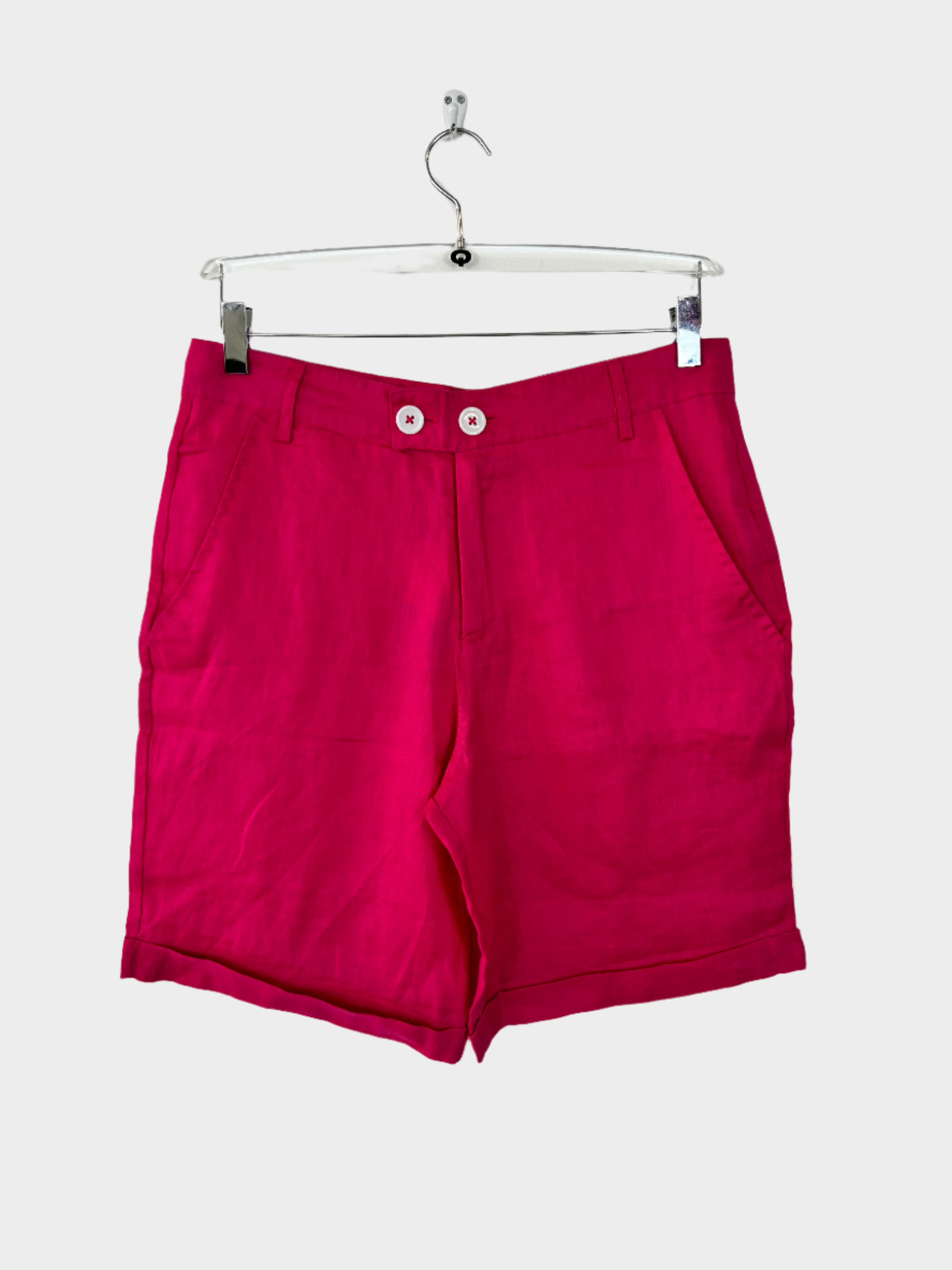 Dark Pink Linen Shorts