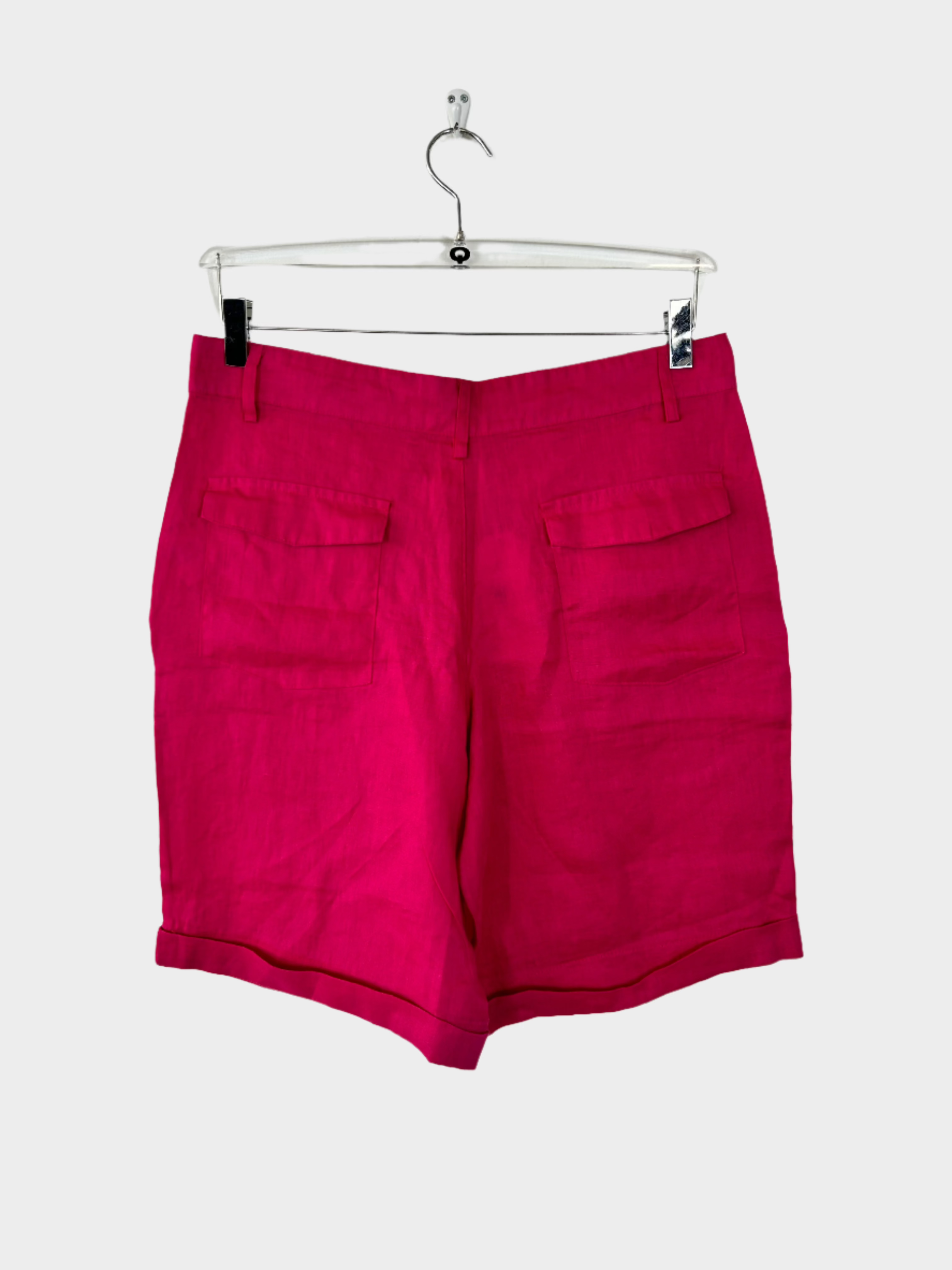 Dark Pink Linen Shorts