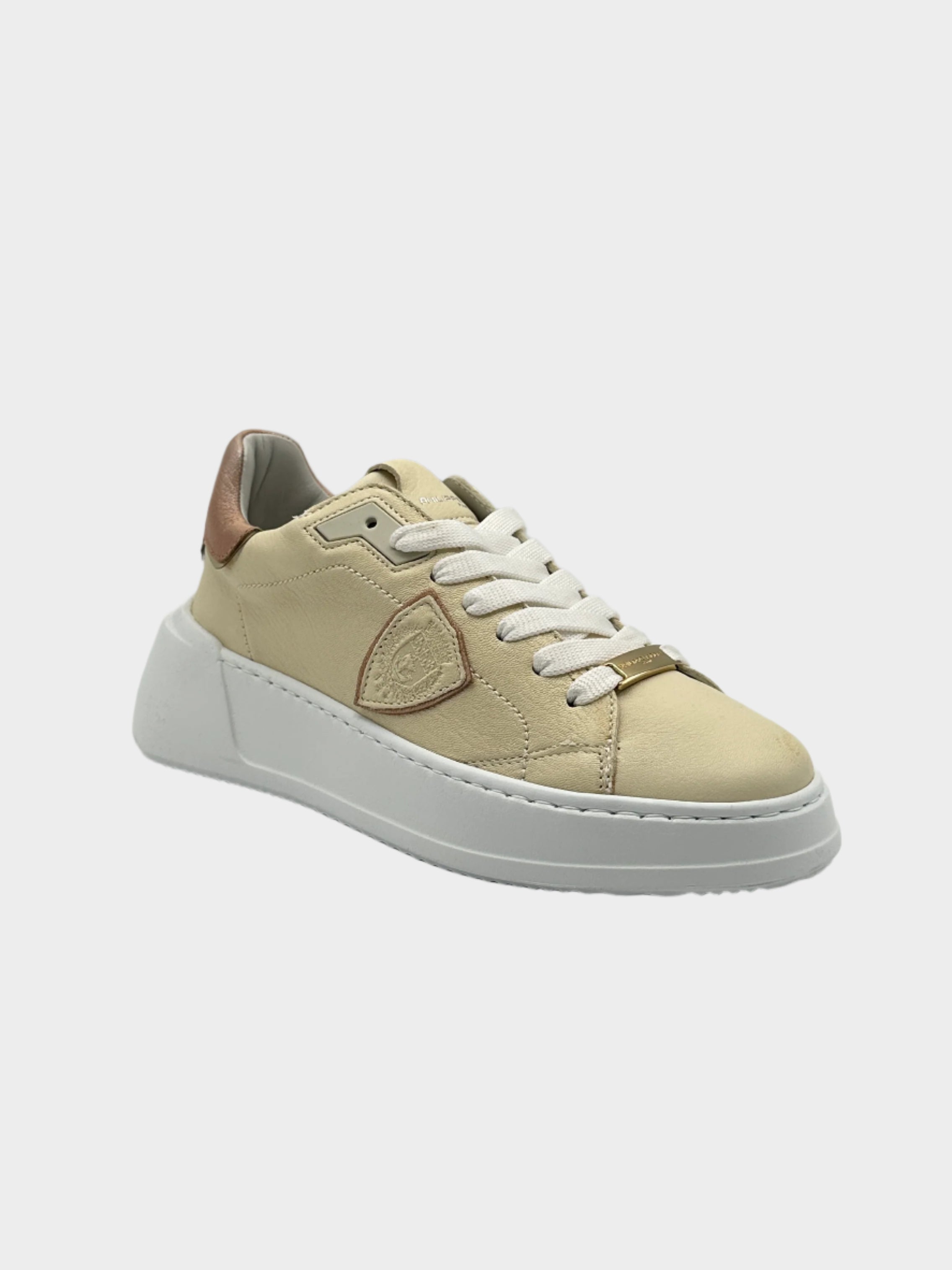 Temple Low In Pelle Metallizzata Nude Rose