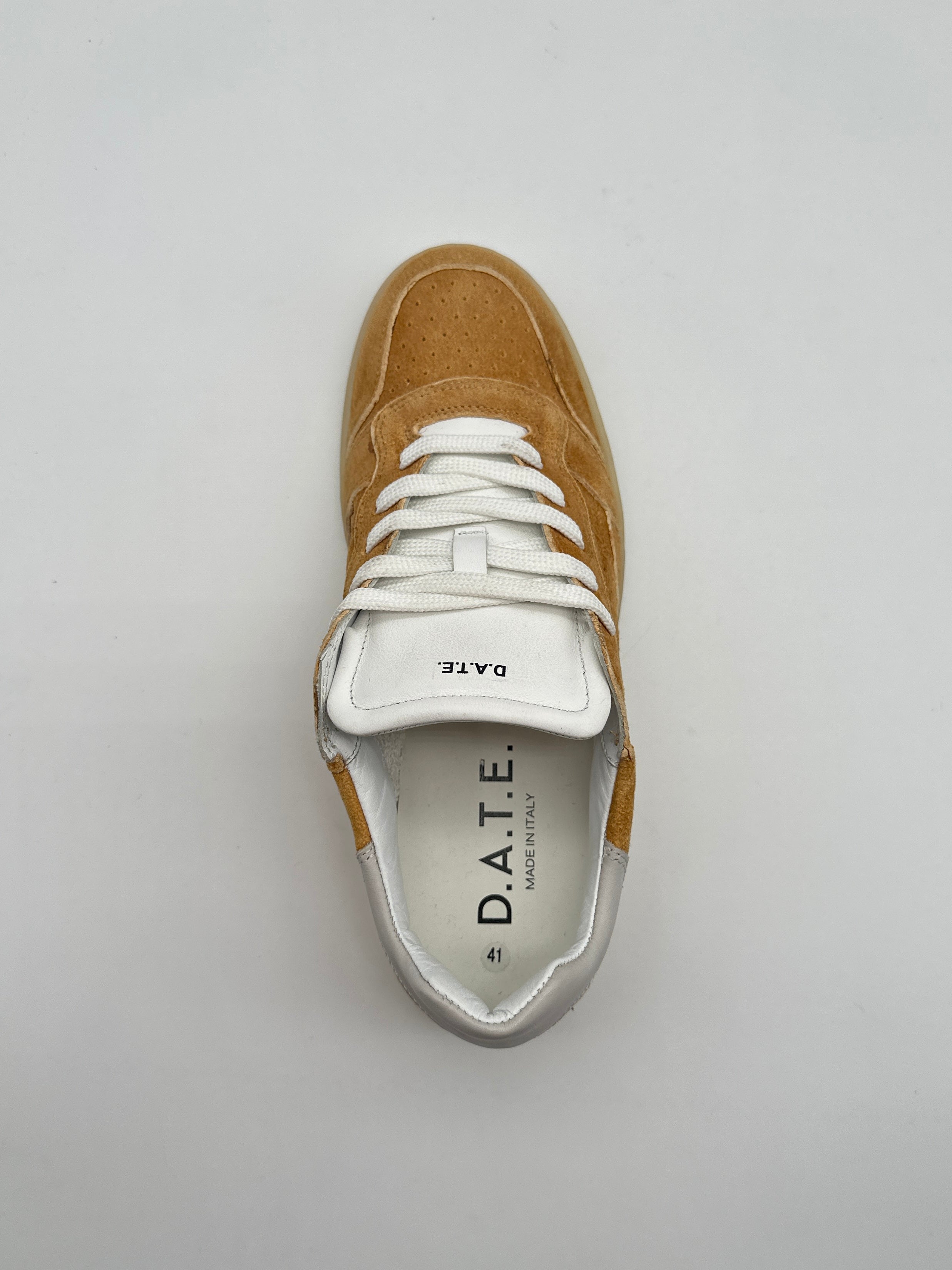 Sneakers Sporty Low Powder Orange In Pelle E Suede