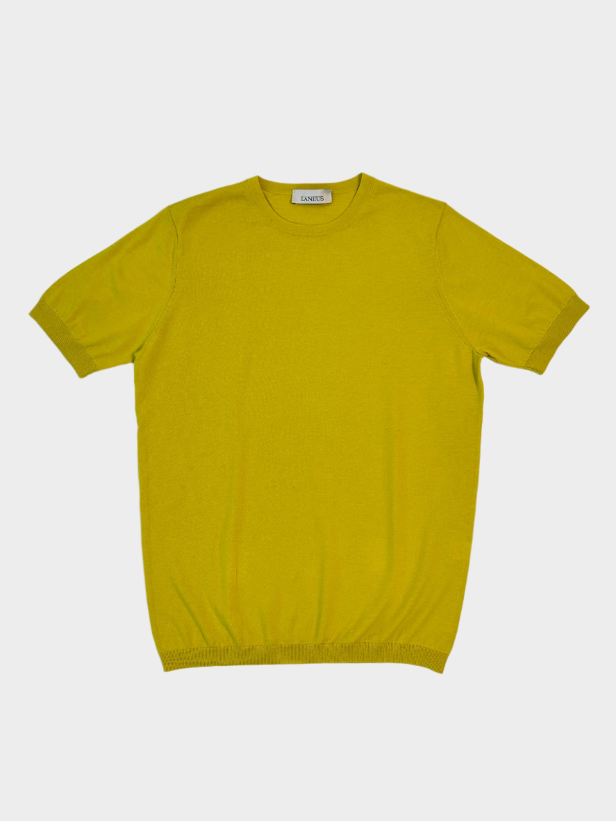 Laneus, maglia gialla, maglia estiva, maglia maniche corte, made in Italy, moda uomo