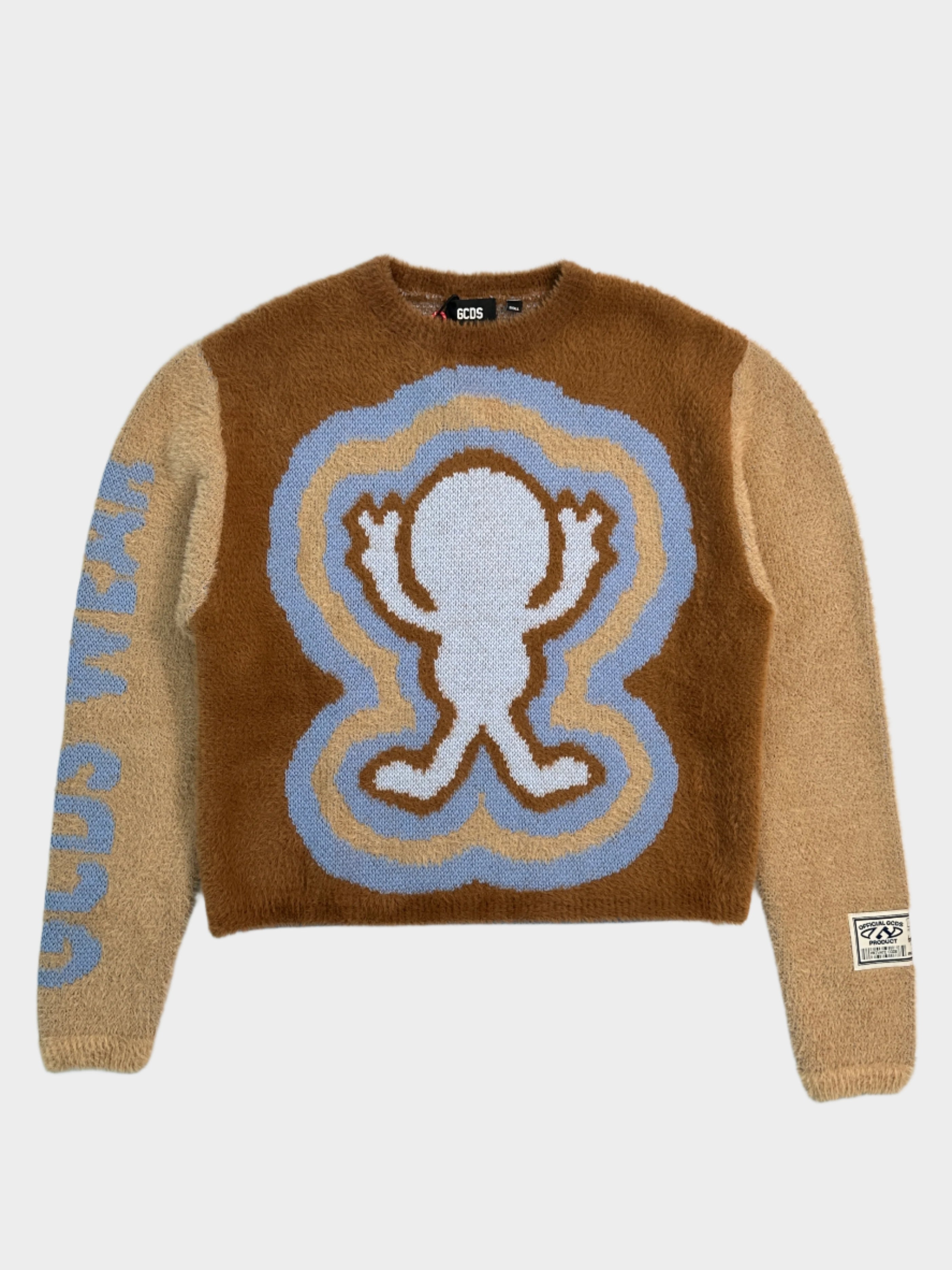 GCDS, maglione fuzzy, jacquard, streetwear, moda casual