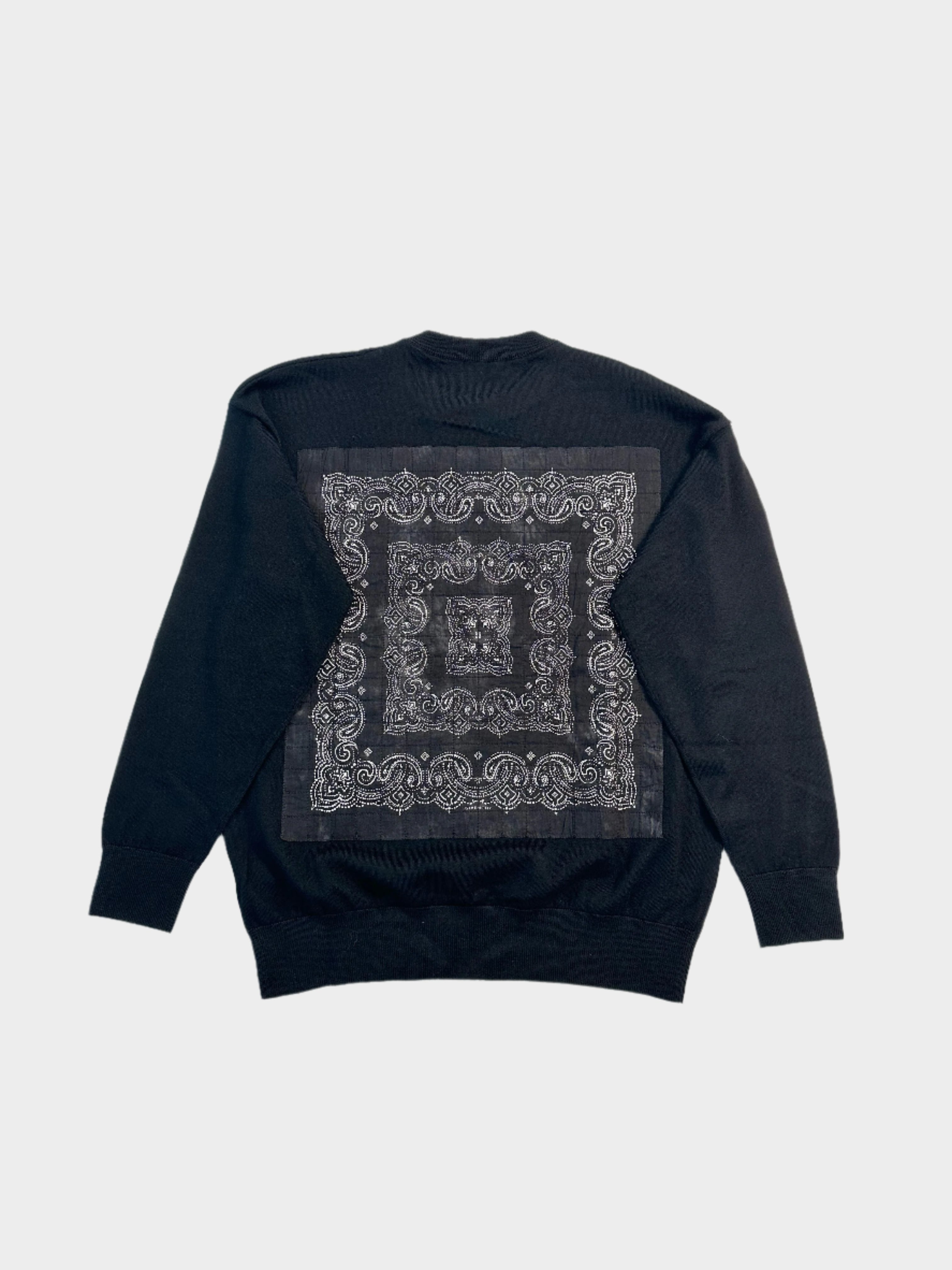 Men's Black Sweater With Bandana Patch On Back