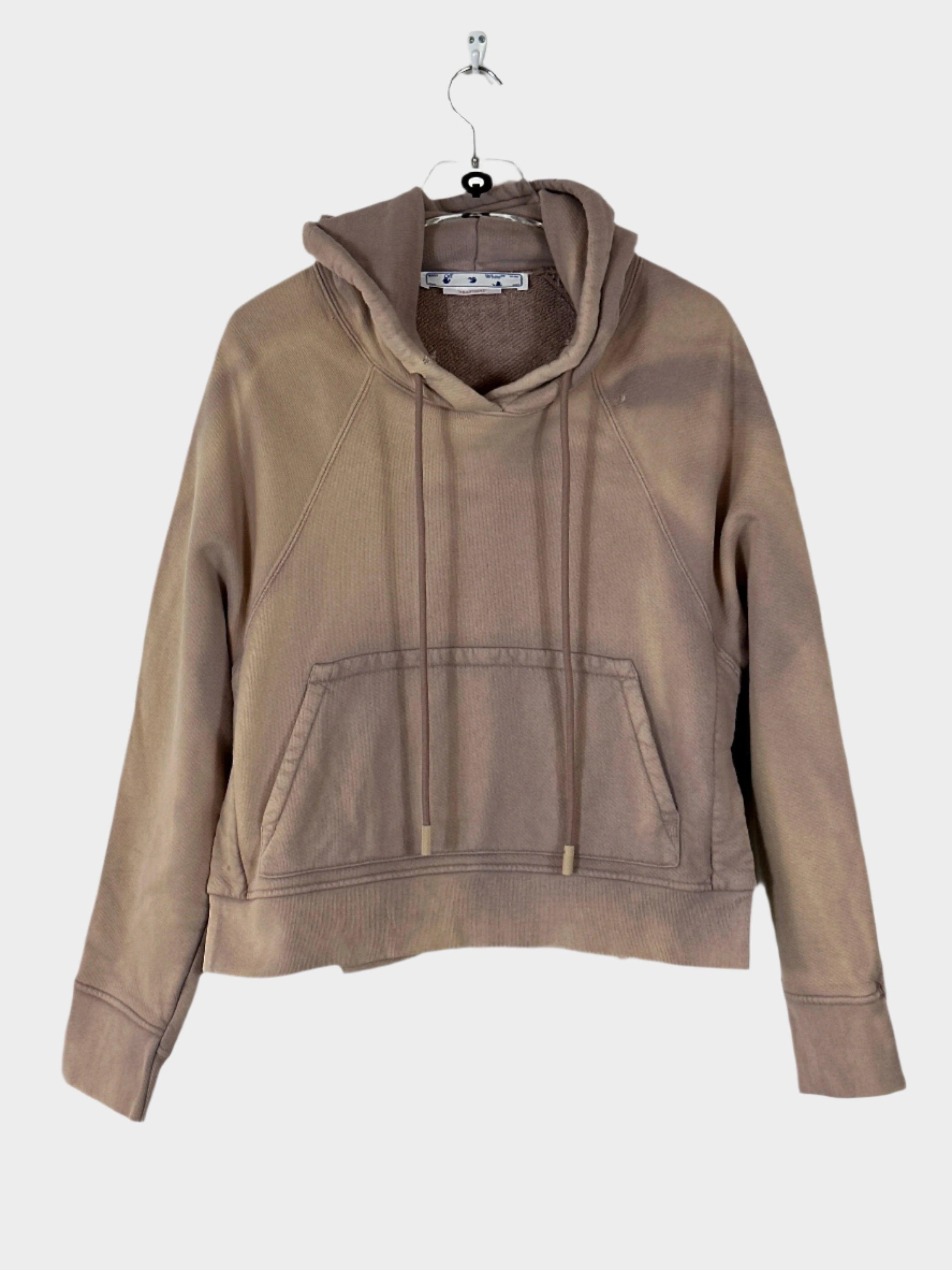 Scopri la Laundry Crop Hoodie Off-White, articolo d'archivio con difetti e tag. Design cropped, cappuccio con lacci, tasca a marsupio e dettaglio patch sul retro.