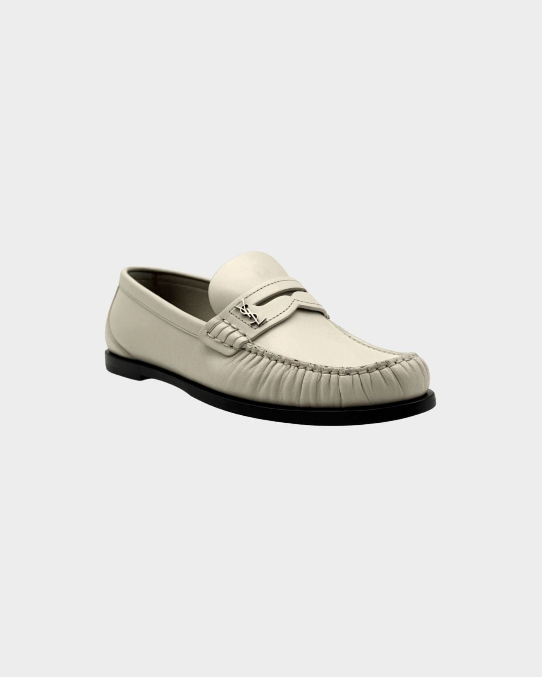 Mocassini Panna In Pelle Con Logo YSL