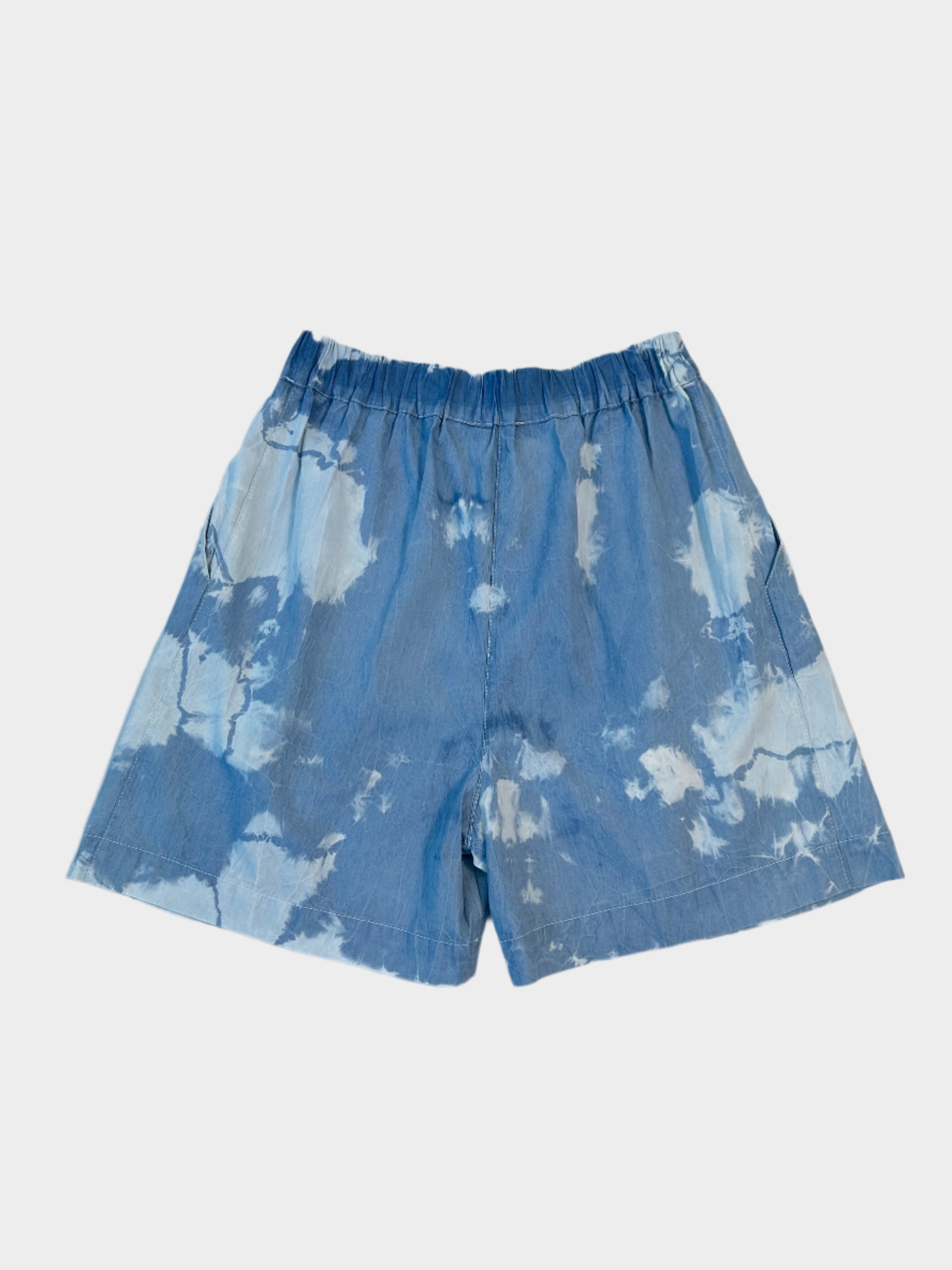 Laneus, pantaloncini tie-dye, pantaloni corti uomo, moda estiva, pantaloni celesti, made in Italy
