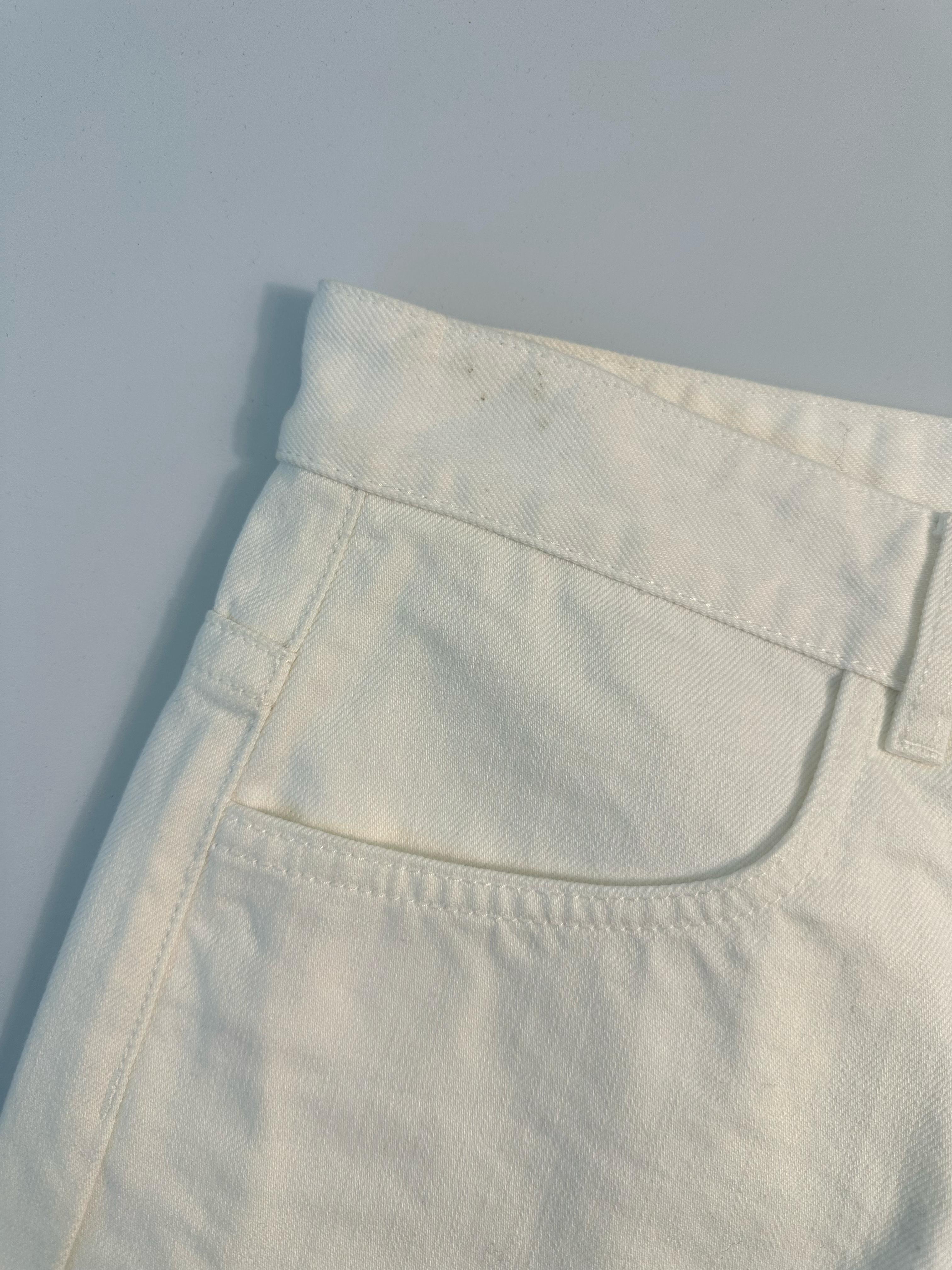 Pantalone Bianco Uomo In Denim Con Zip Decorative