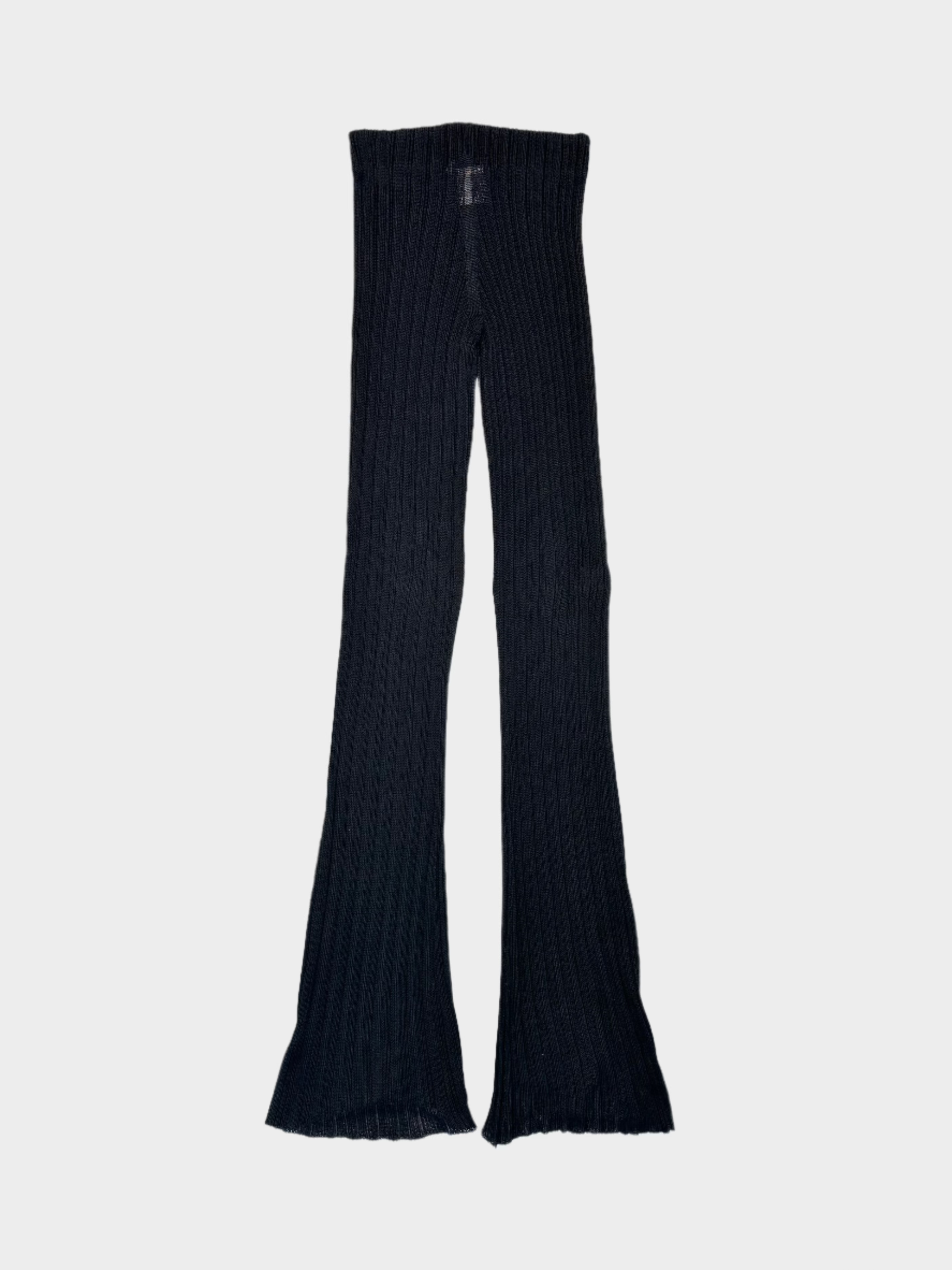 Laneus, pantaloni maglia, pantaloni neri, moda minimal, fondo sfilacciato, made in Italy