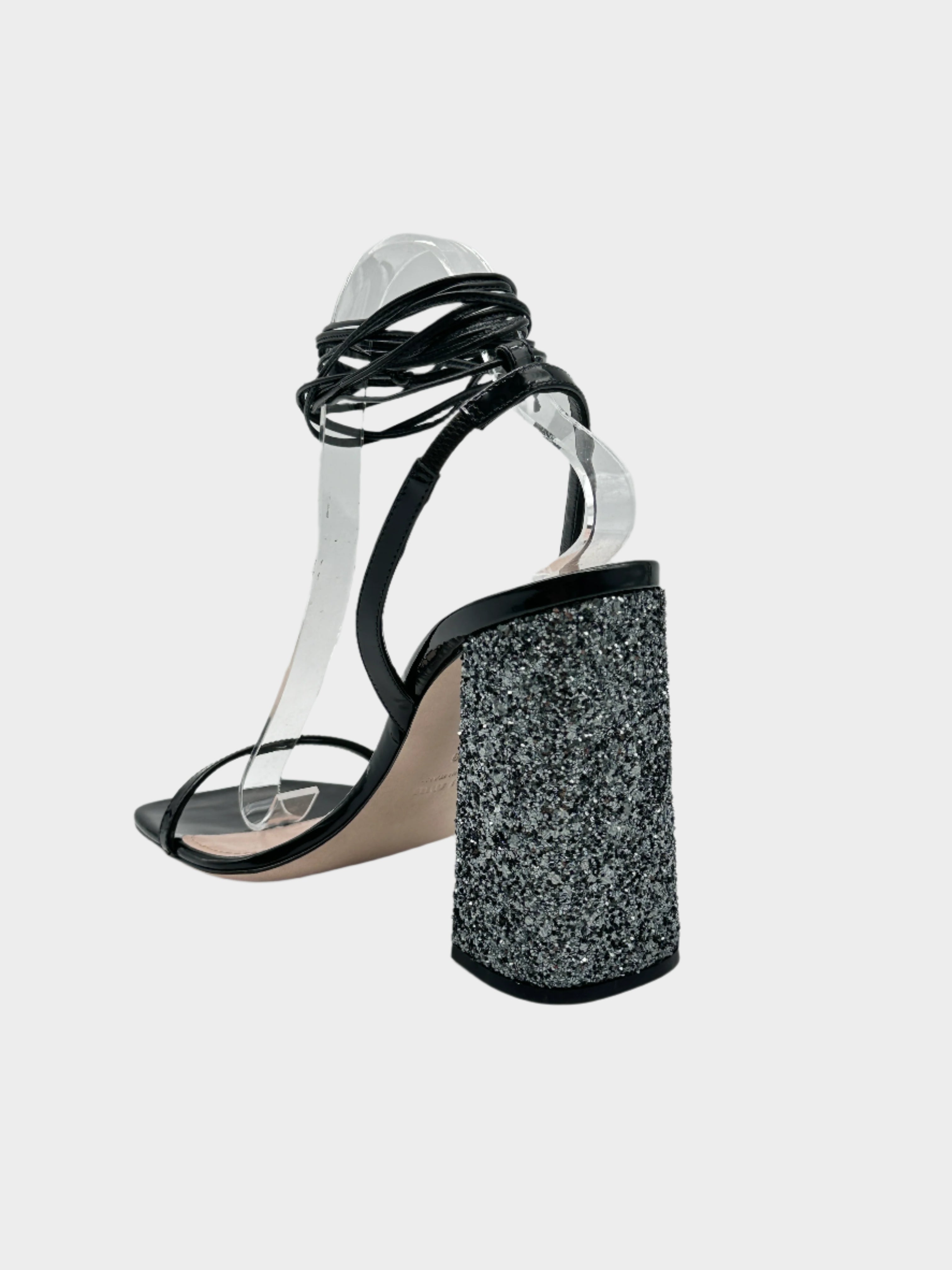 Patent Leather Sandals With Sequins