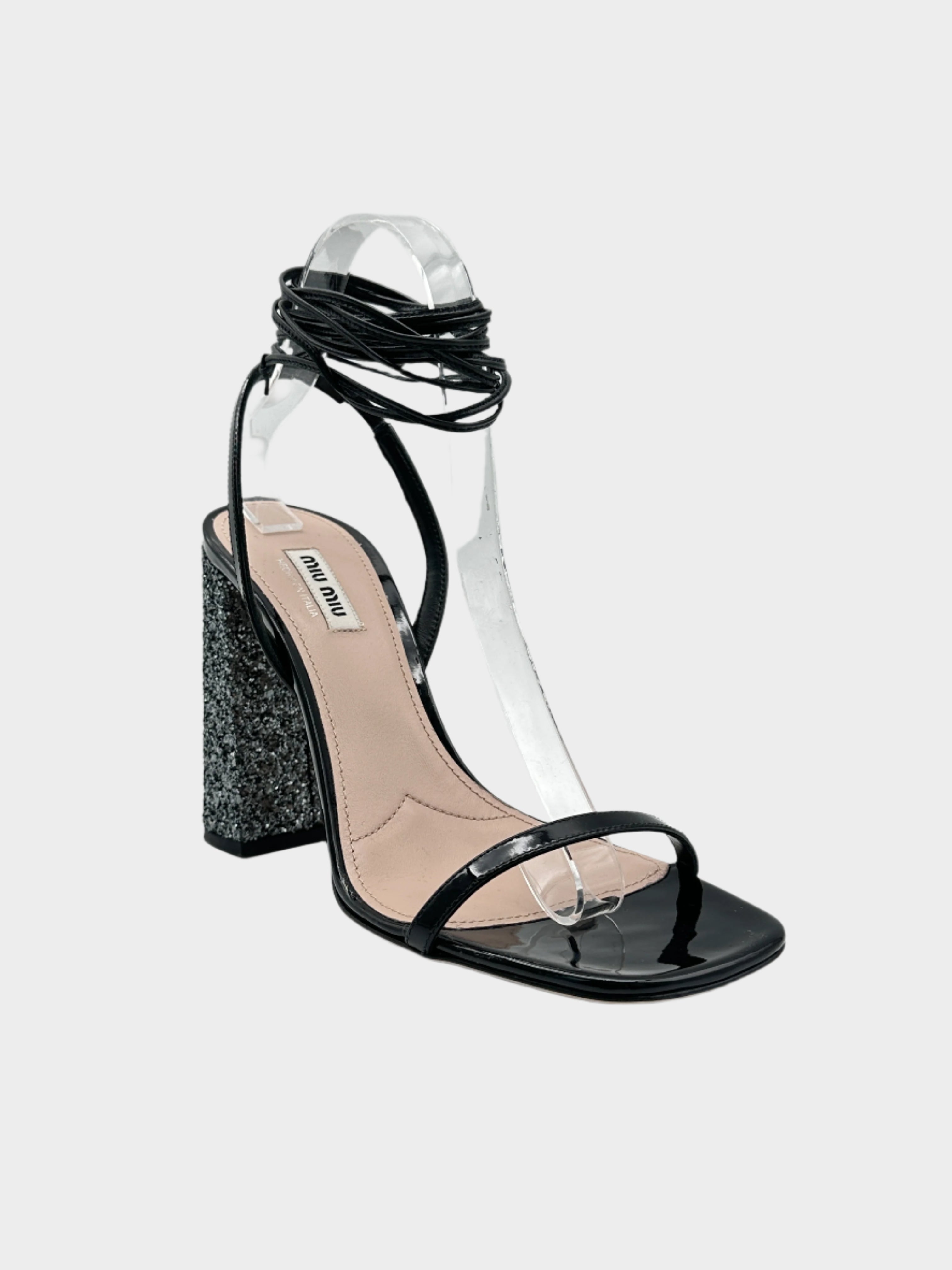 Patent Leather Sandals With Sequins