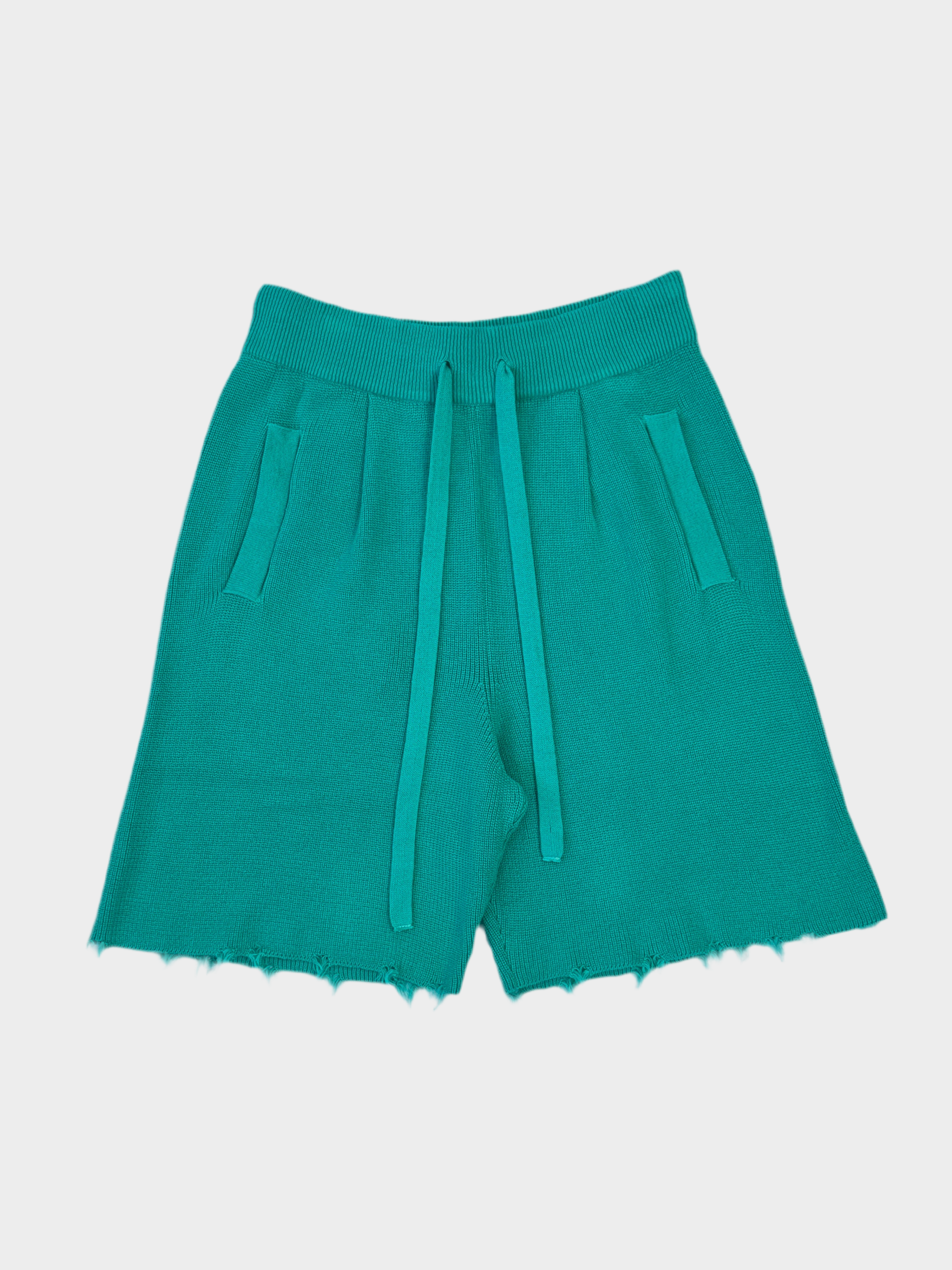 Laneus, shorts verde acqua, pantaloncini cotone, pantaloni corti uomo, stile casual, orlo sfilacciato, maglia estiva