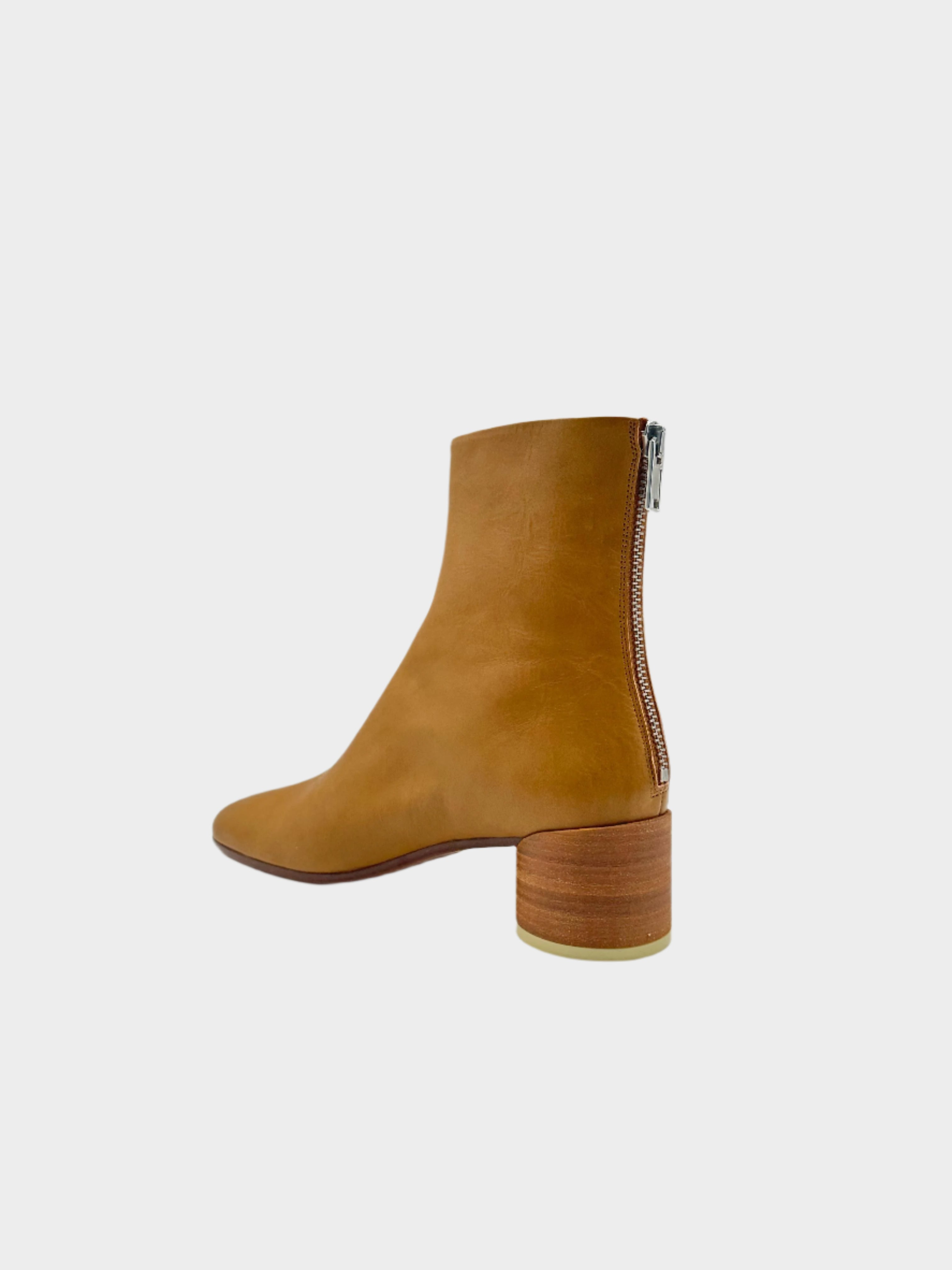 Brown Leather Ankle Boot with Iconic Stitching