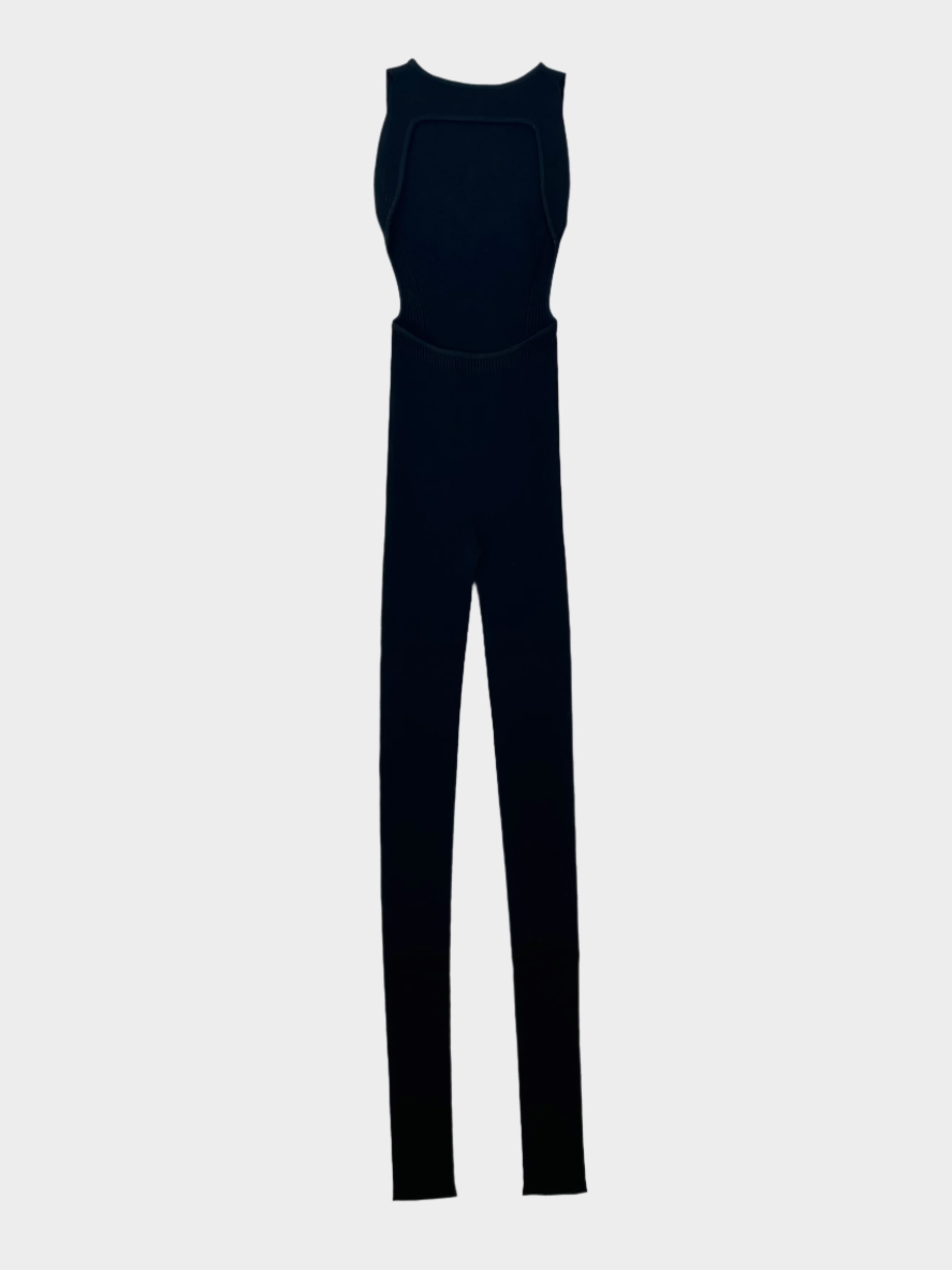 Laneus, tutina nera, jumpsuit maglia, tutina aderente, made in Italy, moda minimal
