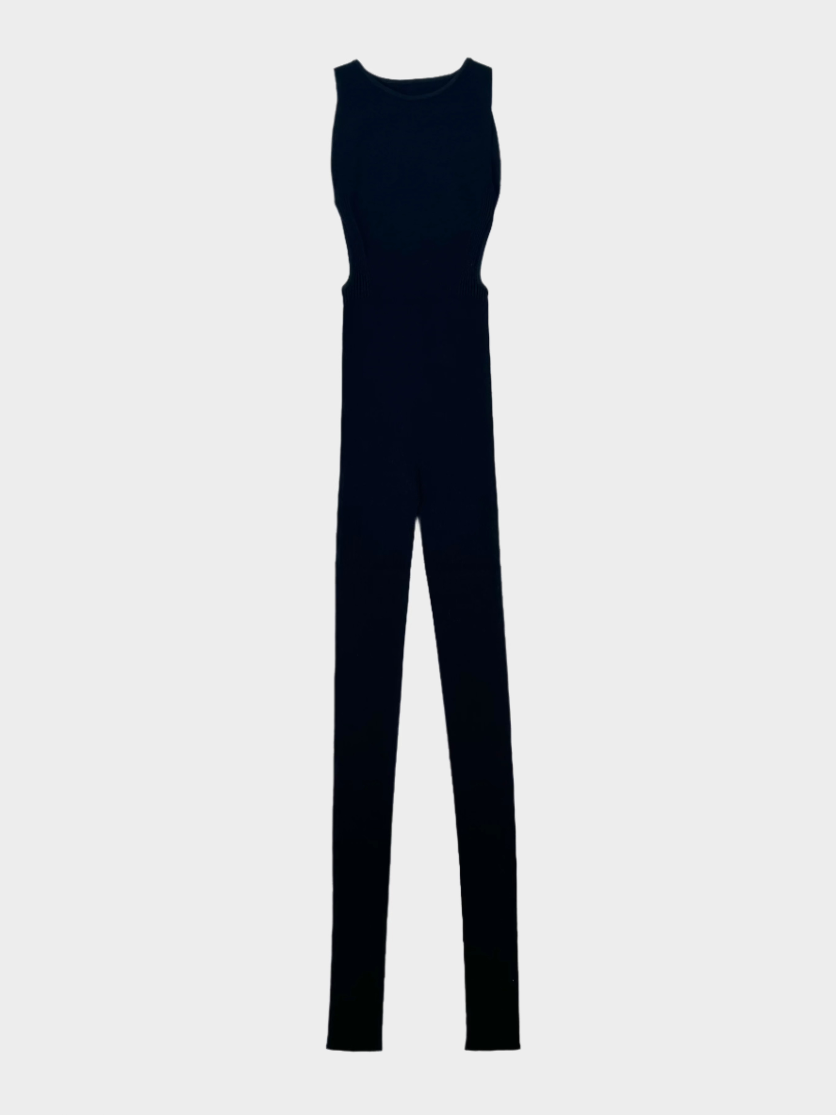 Laneus, tutina nera, jumpsuit maglia, tutina aderente, made in Italy, moda minimal