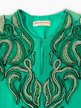 Long Green Kaftan Dress with Jewel Embroidery -  | dBlank