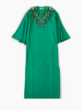 Long Green Kaftan Dress with Jewel Embroidery -  | dBlank