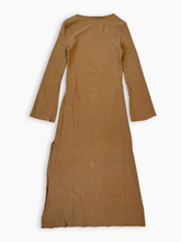 Hazelnut Dress With Round Neckline And Side Slit -  | dBlank