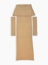Hazelnut Ribbed Dress With Sleeves -  | dBlank