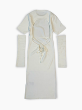 Abito Bianco Corto In Costina Con Apertura Posteriore - Bianco | dBlank