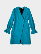 Turquoise Long-Sleeved Dress with Pleats -  | dBlank