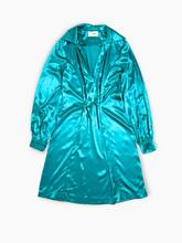 Emerald Green Satin Dress with Belt -  | dBlank