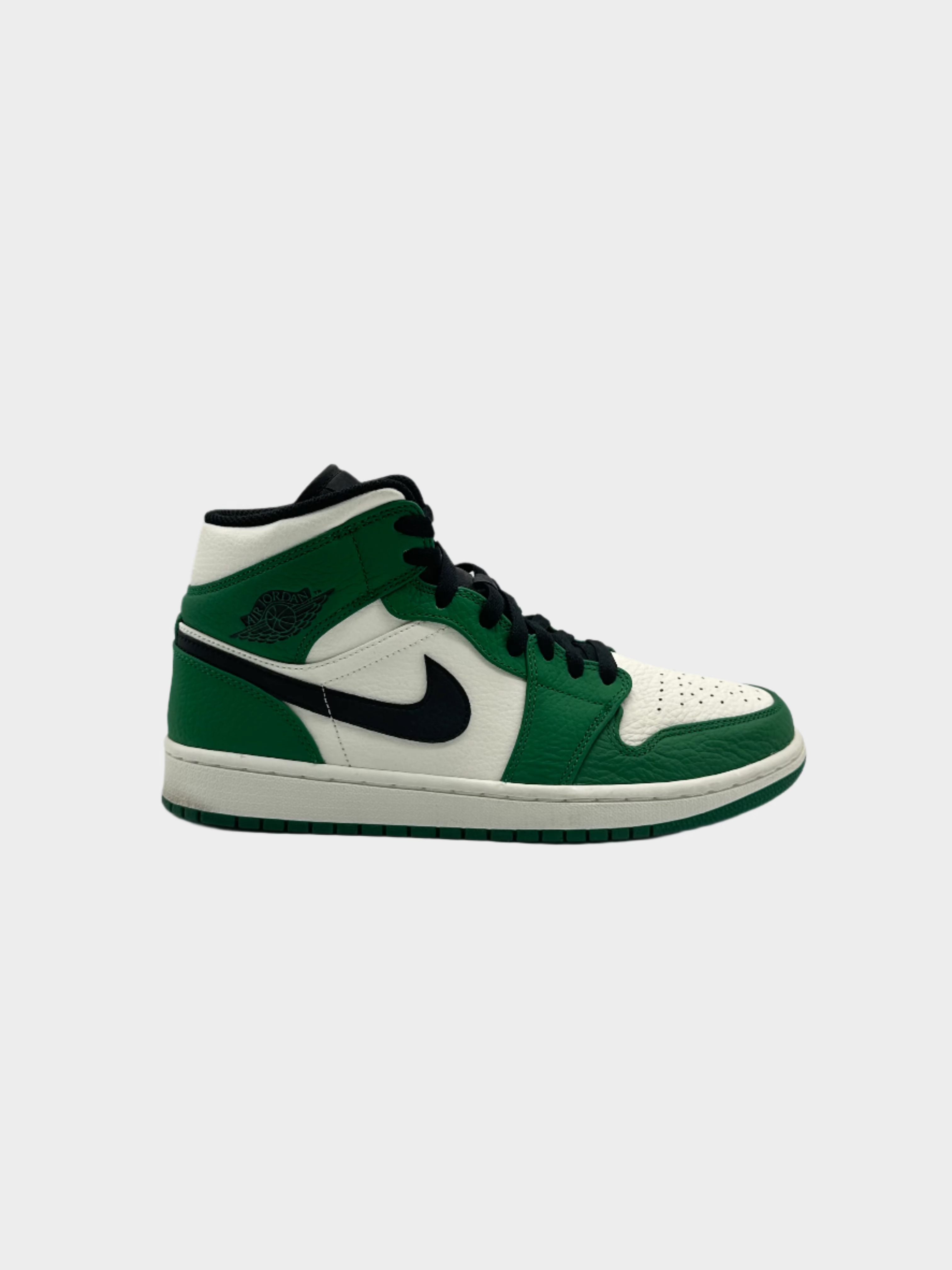 Sneakers Air Jordan 1 Mid Lucky Green in pelle verde, bianca e nera